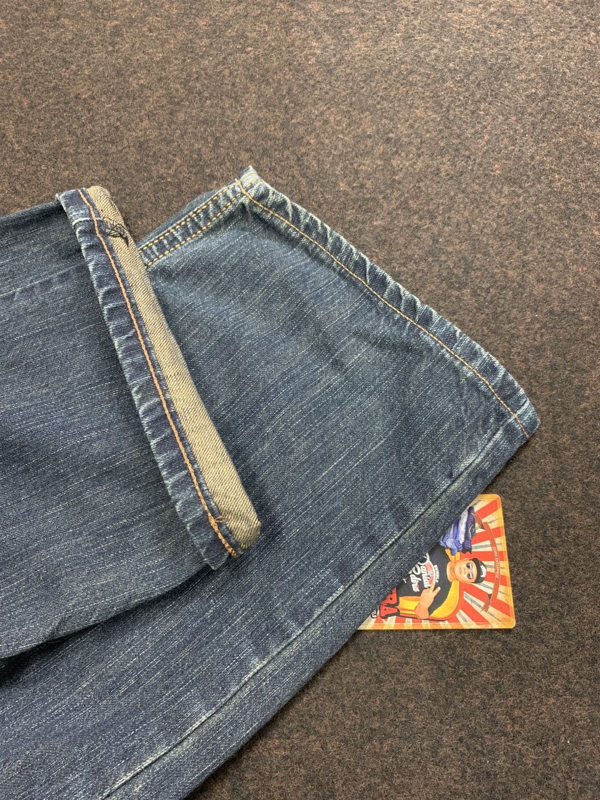 Edwin Blue Trip Faded Whiskers Denim Jeans.