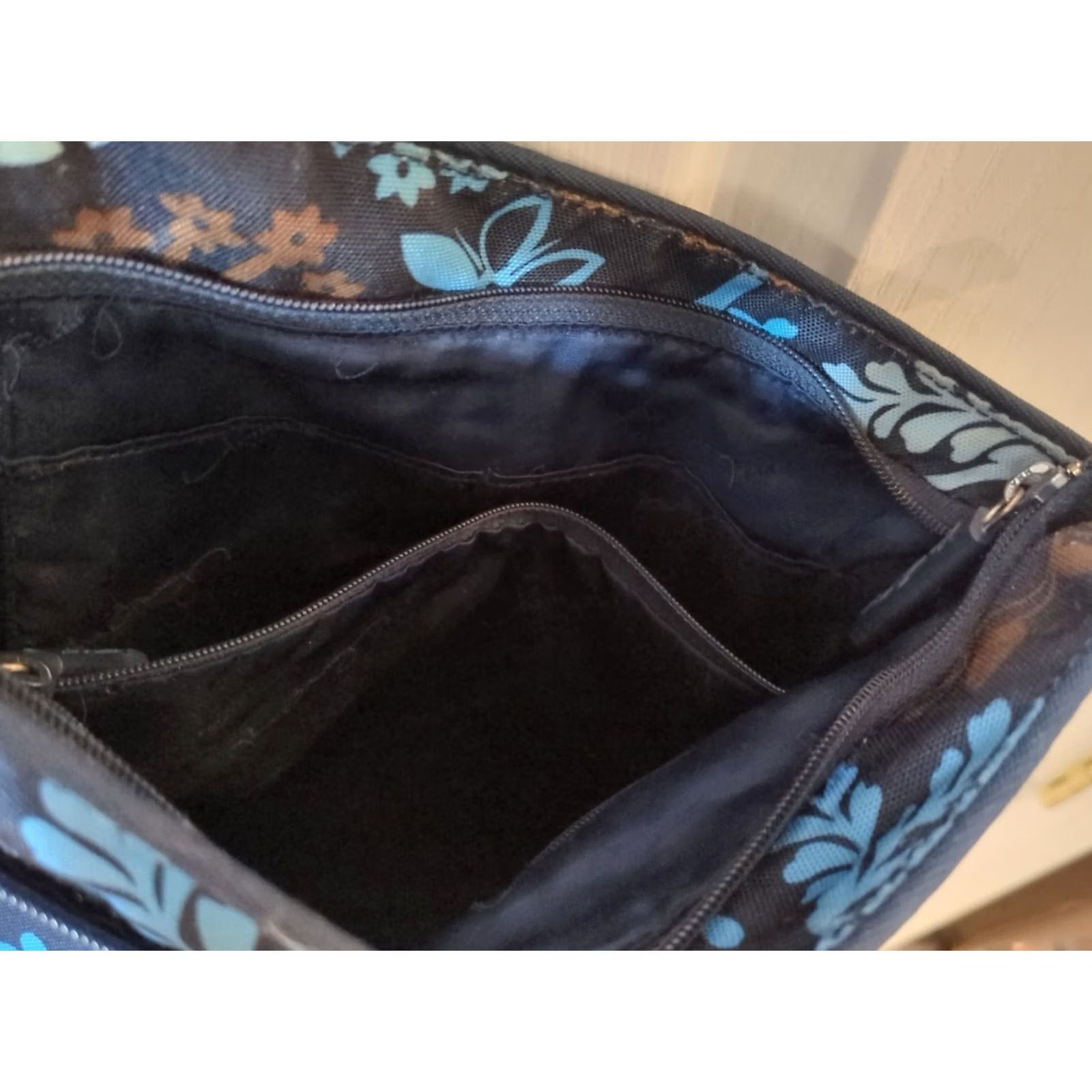 Vera Bradley Vera Bradley Crossbody Bag Blue Flower Print Women's Medium Cotton Strap Adjustable Pockets Floral" Size ONE SIZE - 6 Thumbnail
