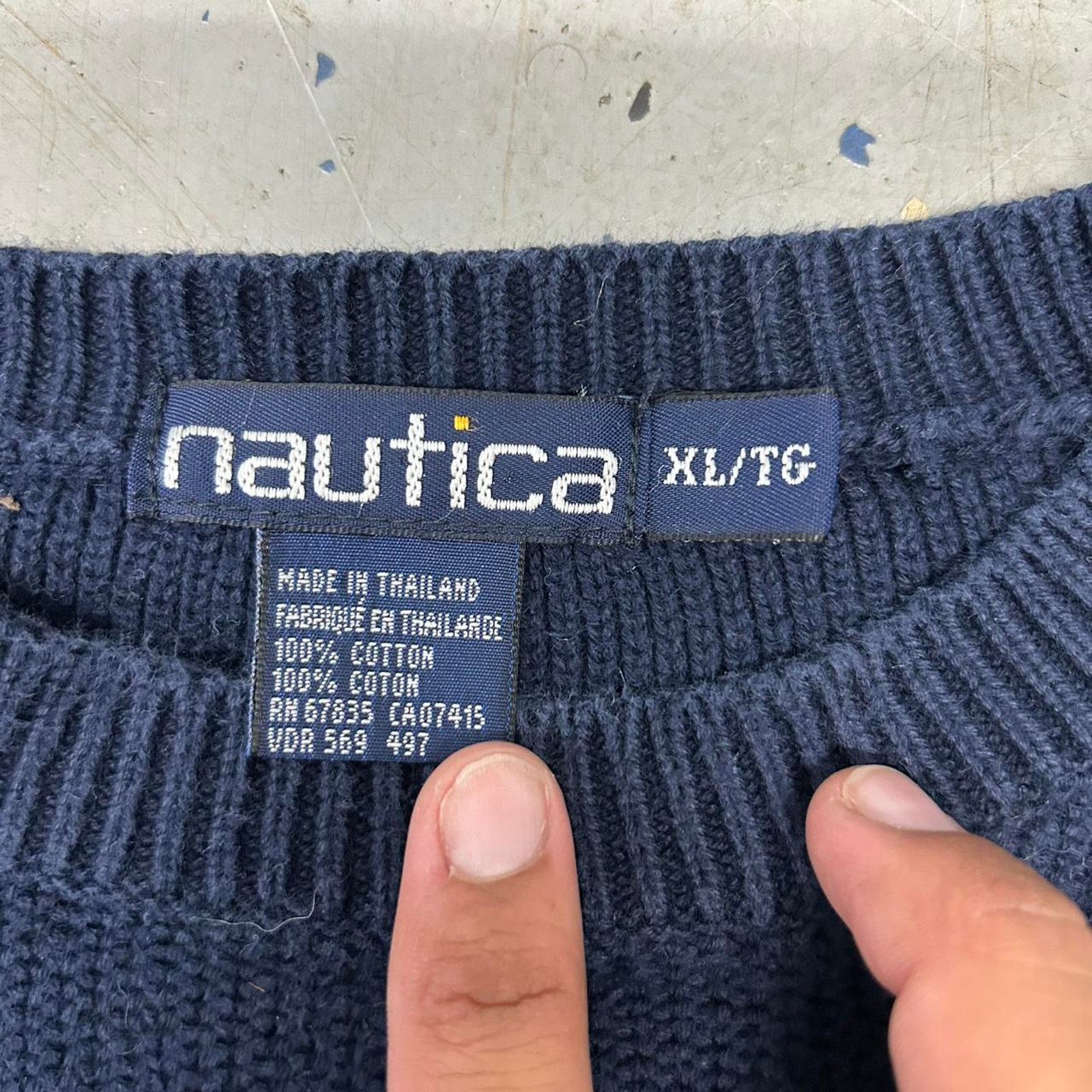 Nautica VTG 90s Navy blue Nautica sweater multi-coloured stripes Size US XL / EU 56 / 4 - 3 Thumbnail