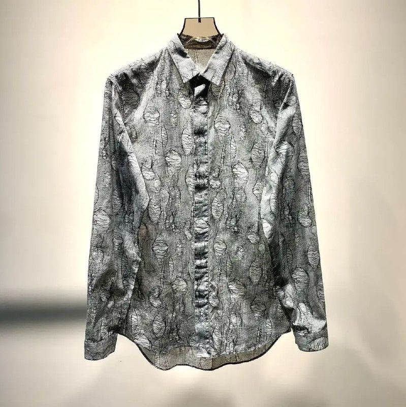 Dior Dior Gray Cotton Long Sleeve Shirt for Men 0089 Size US M / EU 48-50 / 2 - 1 Thumbnail