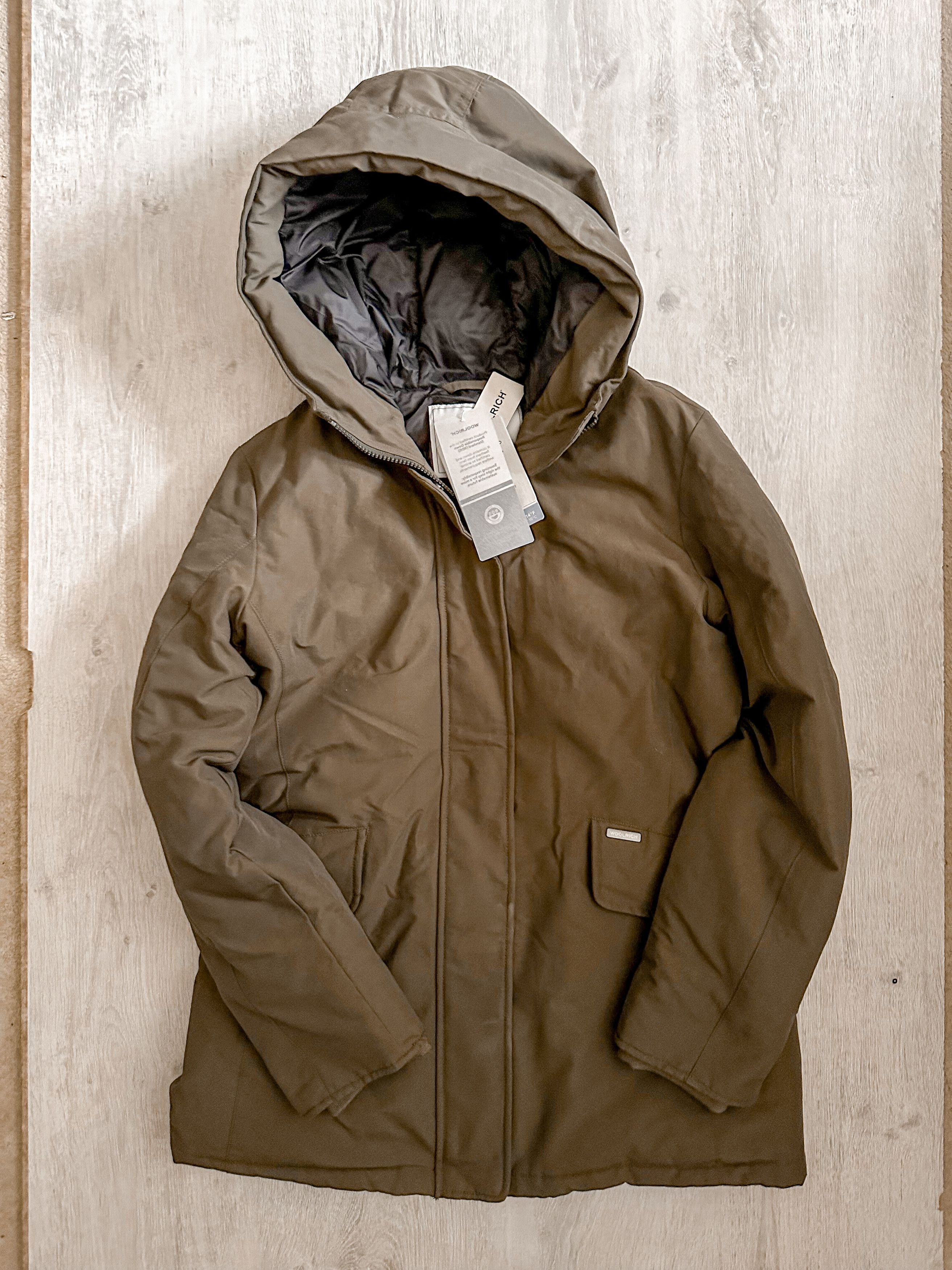 image of Woolrich Woolen Mills Woolrich Womens Hooded Parka Coat in Green (Size XL)