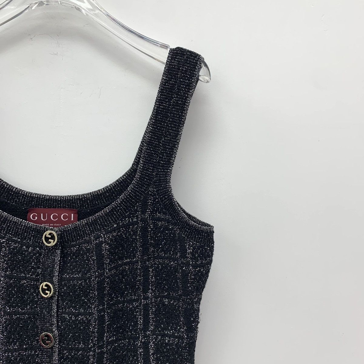 Gucci Gucci Glitter Plaid Wool Woven Sleeveless Slip Dress K26WX Size S / US 4 / IT 40 - 3 Thumbnail