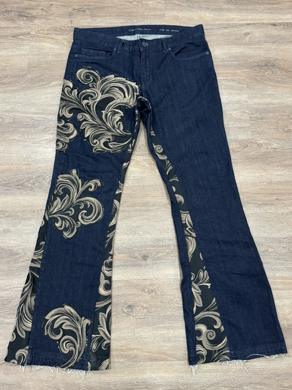 Calvin Klein Calvin Klein Jeans Baroque custom Patchwork Flare Denim Size US 33 - 2 Thumbnail