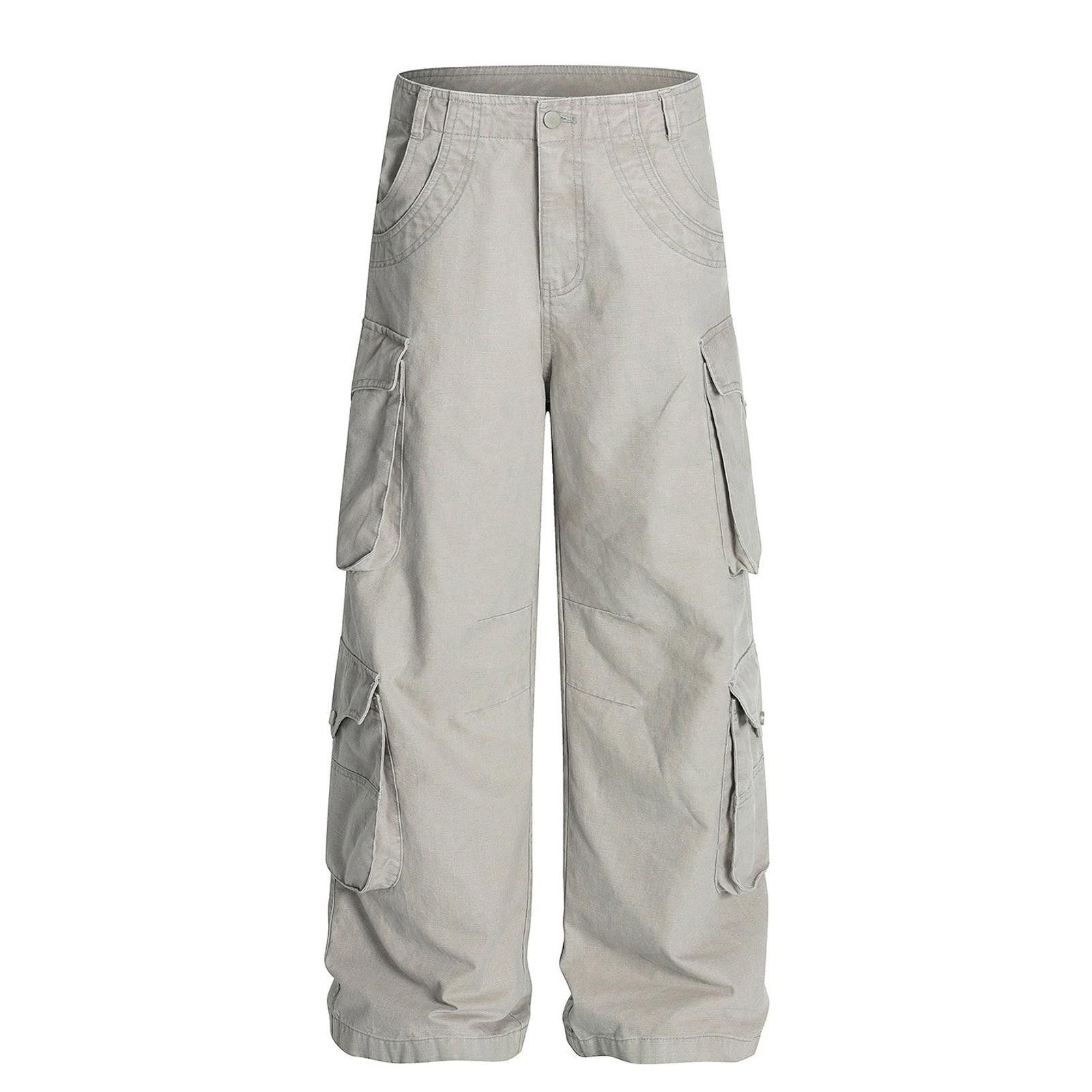 Vintage Retro Workwear Pants – Washed Multi-Pocket Straight Size US 32 / EU 48 - 2 Thumbnail