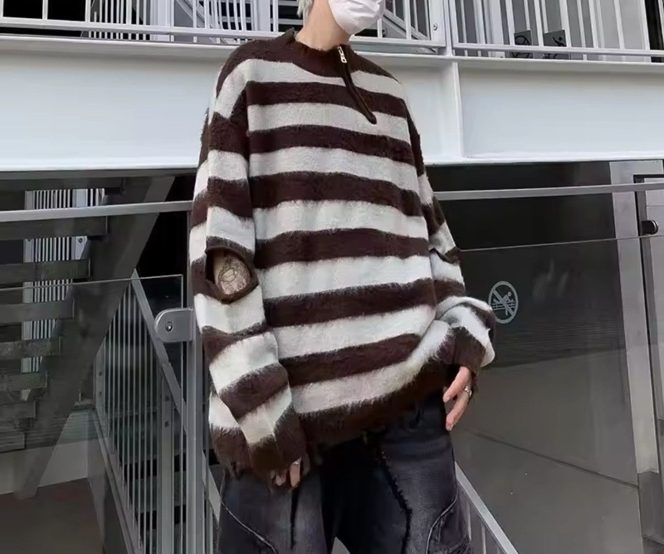Designer × Vintage Knitted Striped Fluffy Sweater Pullover Size US XL / EU 56 / 4 - 4 Thumbnail
