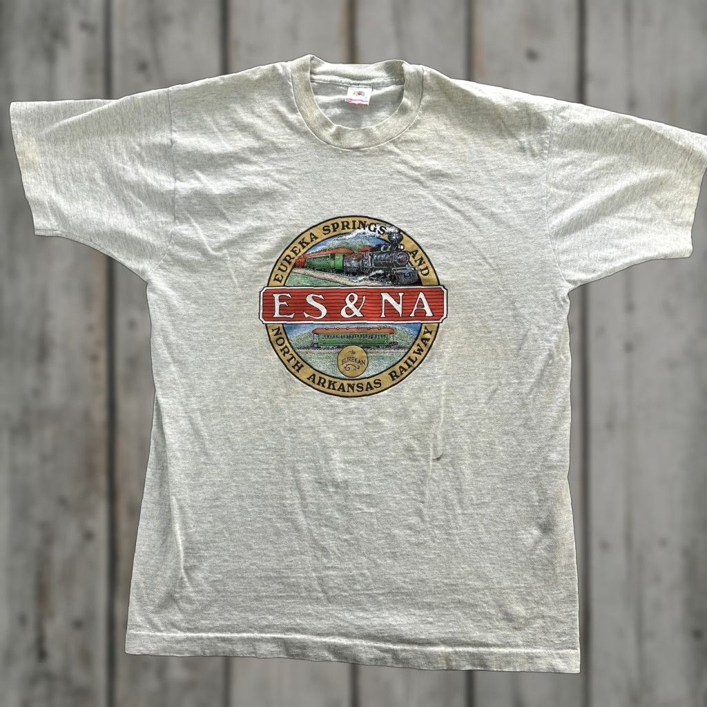 Fruit Of The Loom VINTAGE North Arkansas Railway Train T-Shirt Mens XL Gray 90s USA Travel Trains Railroad Tee Size US XL / EU 56 / 4 - 1 Thumbnail