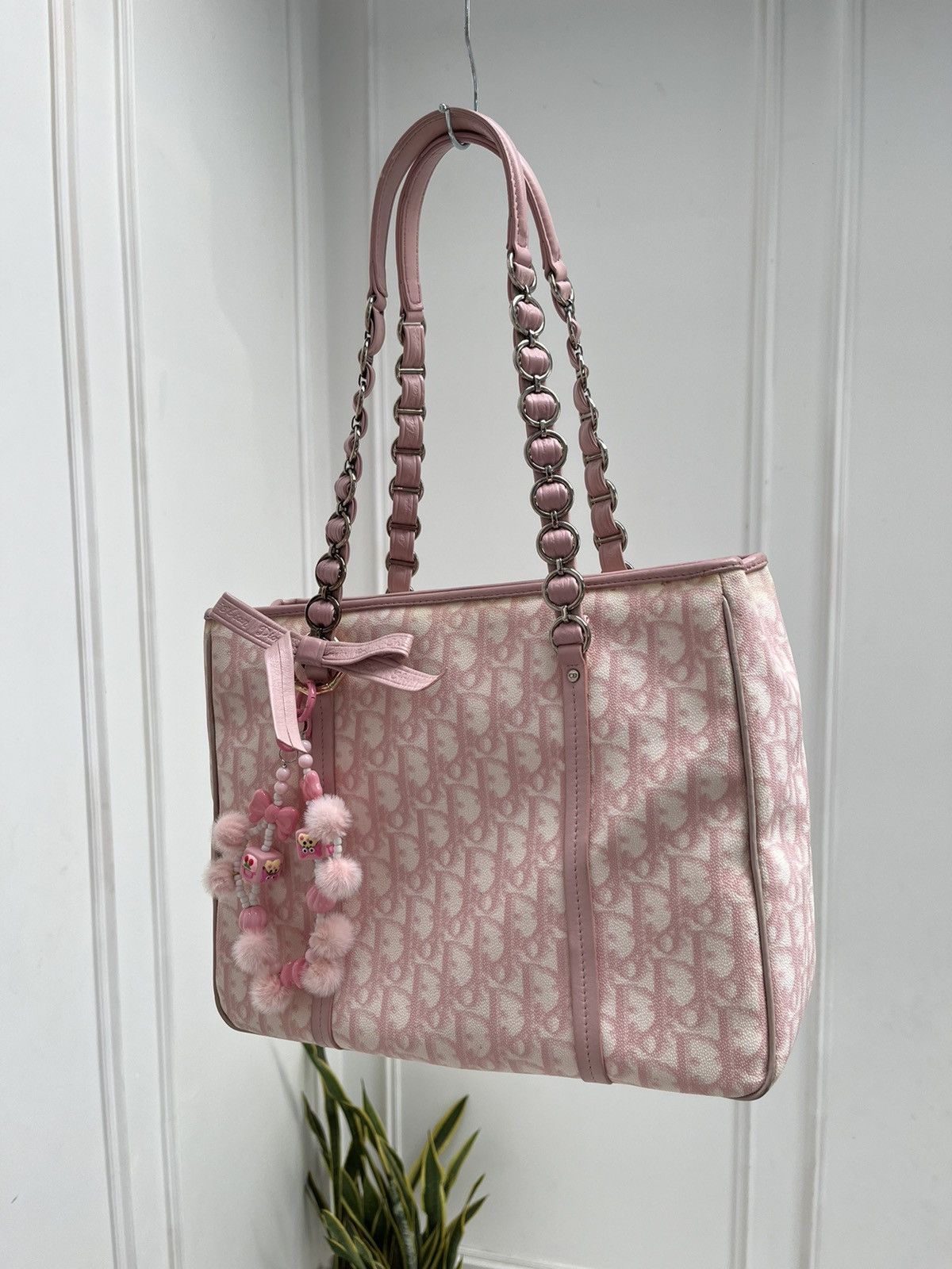 Dior pink trotter romantique tote bag