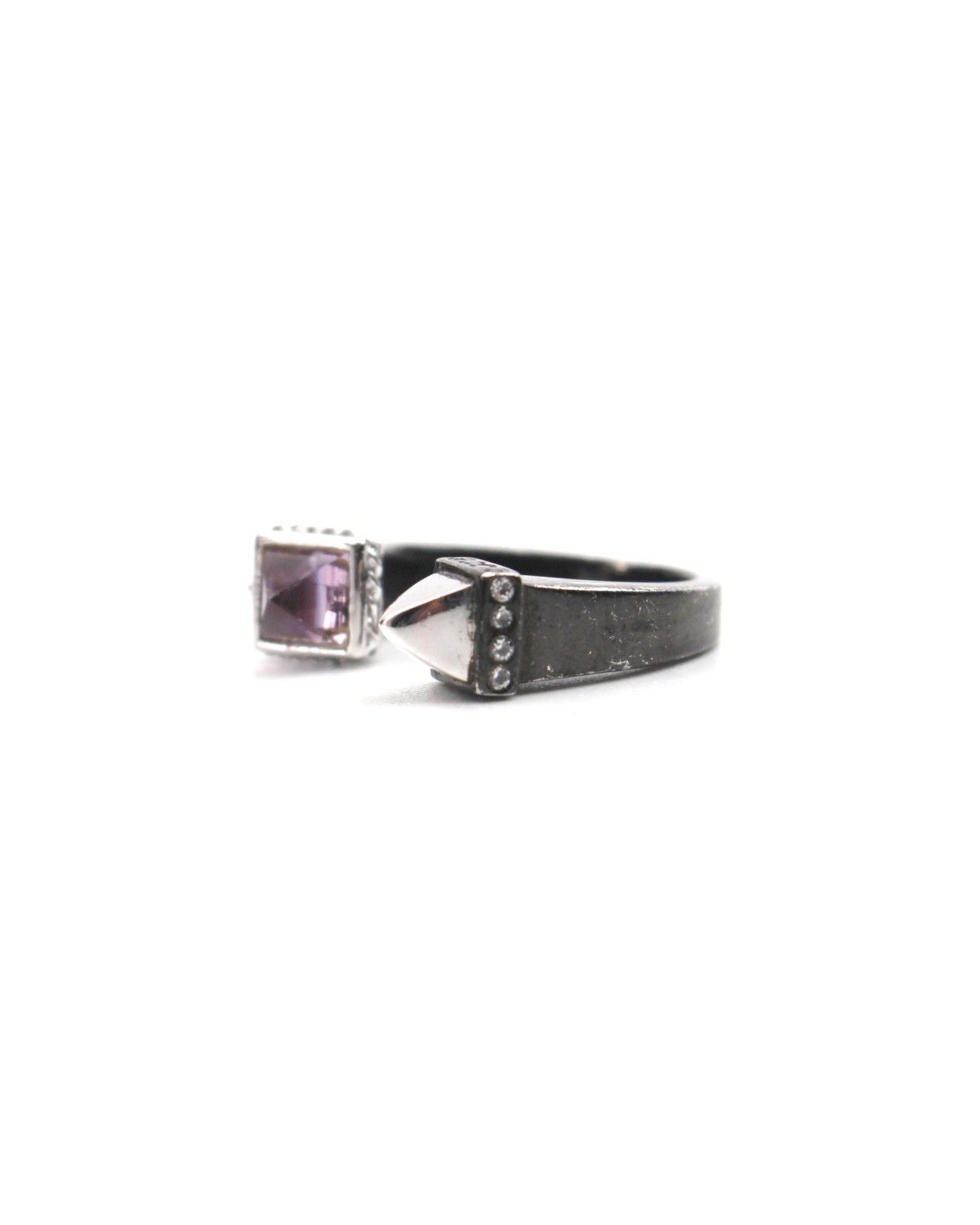 Hysteric Glamour 2000S JAPANESE MADE GOTHIC PURPLE GEM OPEN BAND RING Size ONE SIZE - 2 Thumbnail