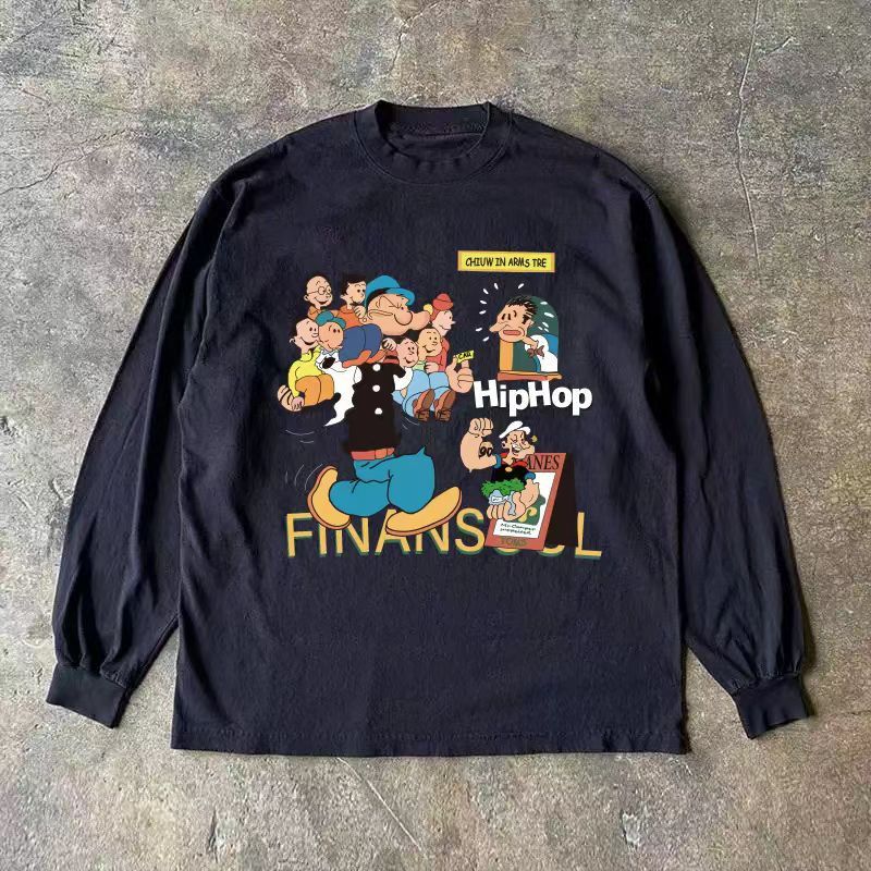 Japanese Brand × Vintage Black street trend cartoon pattern cotton long sleeve tee Size US L / EU 52-54 / 3 - 1 Thumbnail