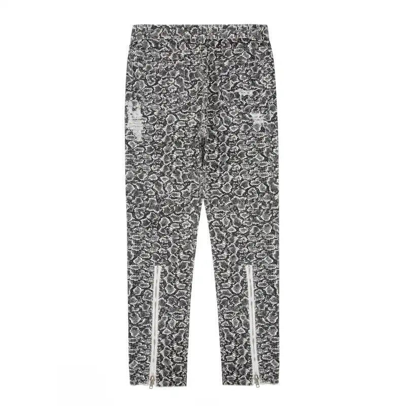 Vintage Harajuku Snake Pattern Back Zipper Hole Frayed Jeans Size US 36 / EU 52 - 6 Thumbnail