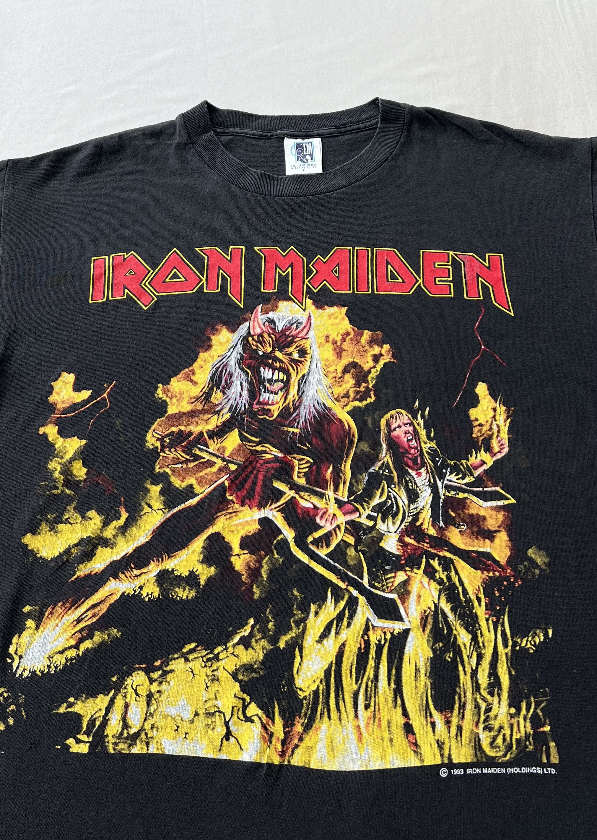 Band Tees Vintage 1993 Iron Maiden Hallowed Be Thy Name Black T-shirt Size US L / EU 52-54 / 3 - 3 Thumbnail