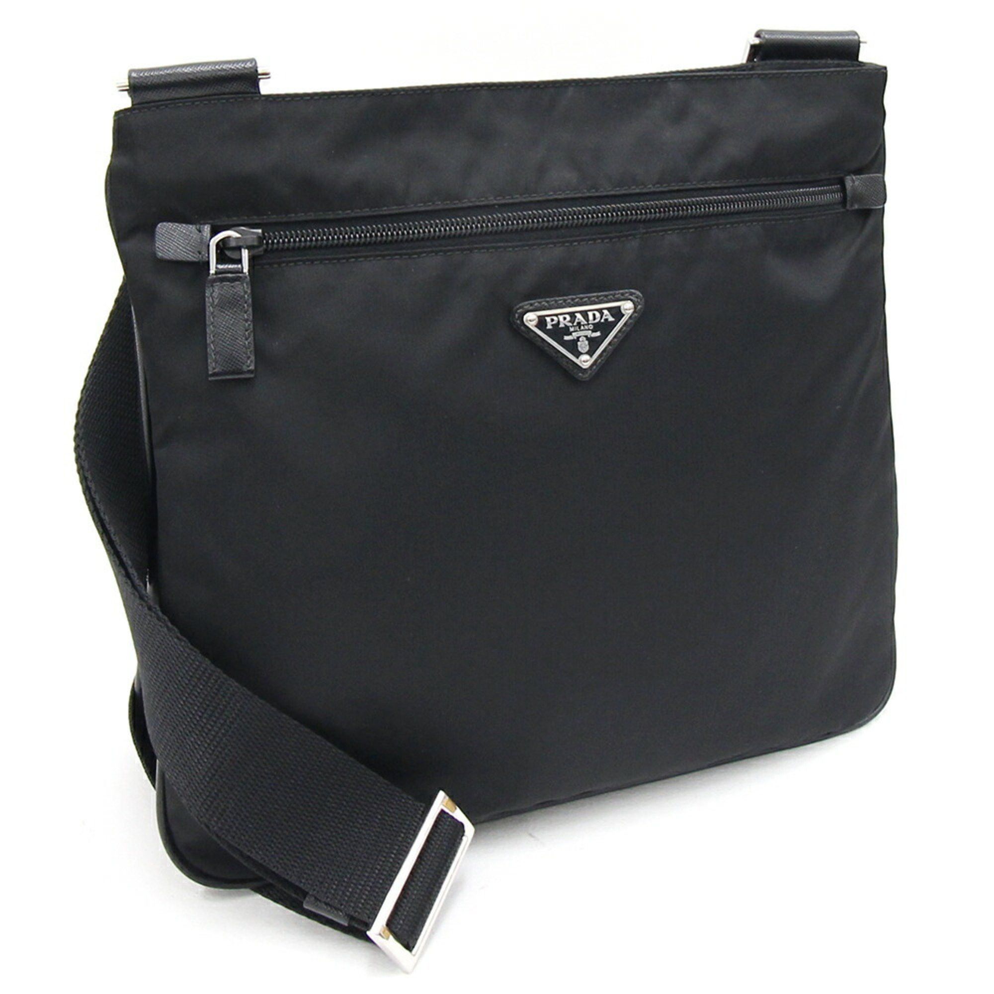 image of Prada Shoulder Bag Va0563 Black Nylon Leather Crossbody Ladies Men Prada, Women's