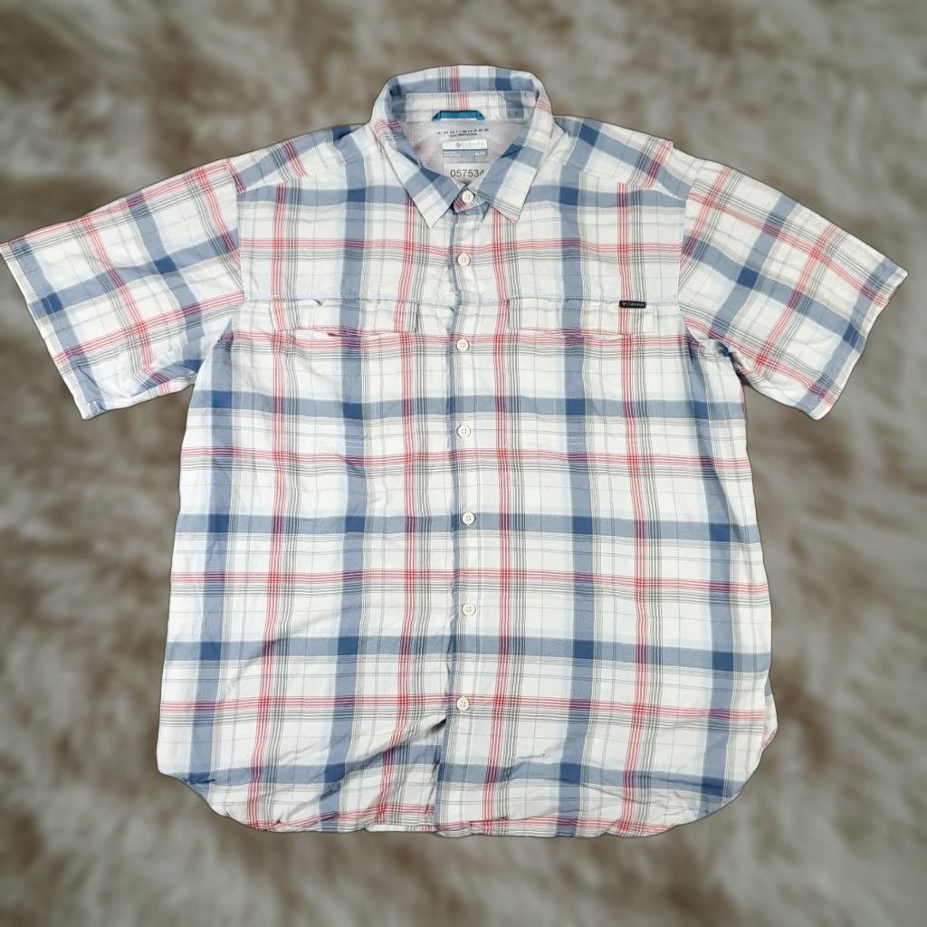 Vintage COLLEGE Columbia Shirt Mens XL Blue Plaid Button-Up Short Sleeve Vented Casual Business Workwear Size US XL / EU 56 / 4 - 1 Thumbnail