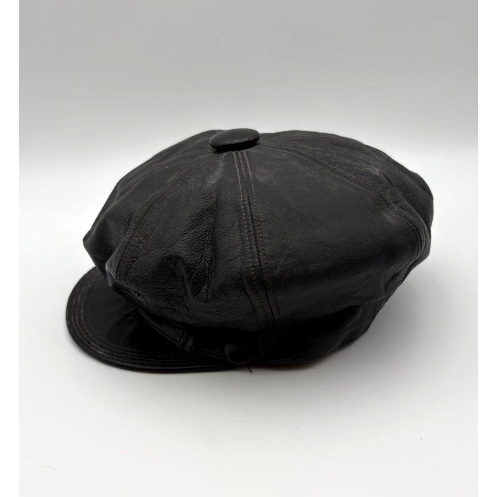 Spitfire VINTAGE Torpedo GT Paris Black Leather Spitfire Newsboy Cap L Men Size 58 Black Leather Spitfire Newsboy Cap Mens Vintage Paris Torpedo GT Size ONE SIZE - 4 Thumbnail