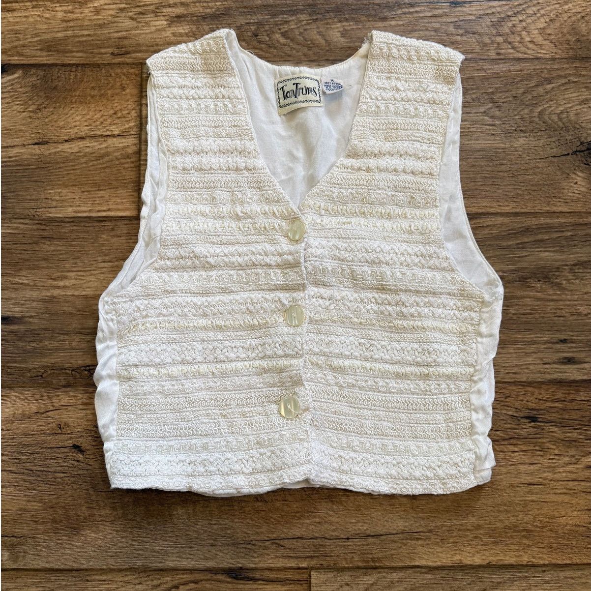 Vintage Vintage 90s Tantrums Cropper Knit Abstract Beaded Vest Size S / US 4 / IT 40 - 1 Thumbnail