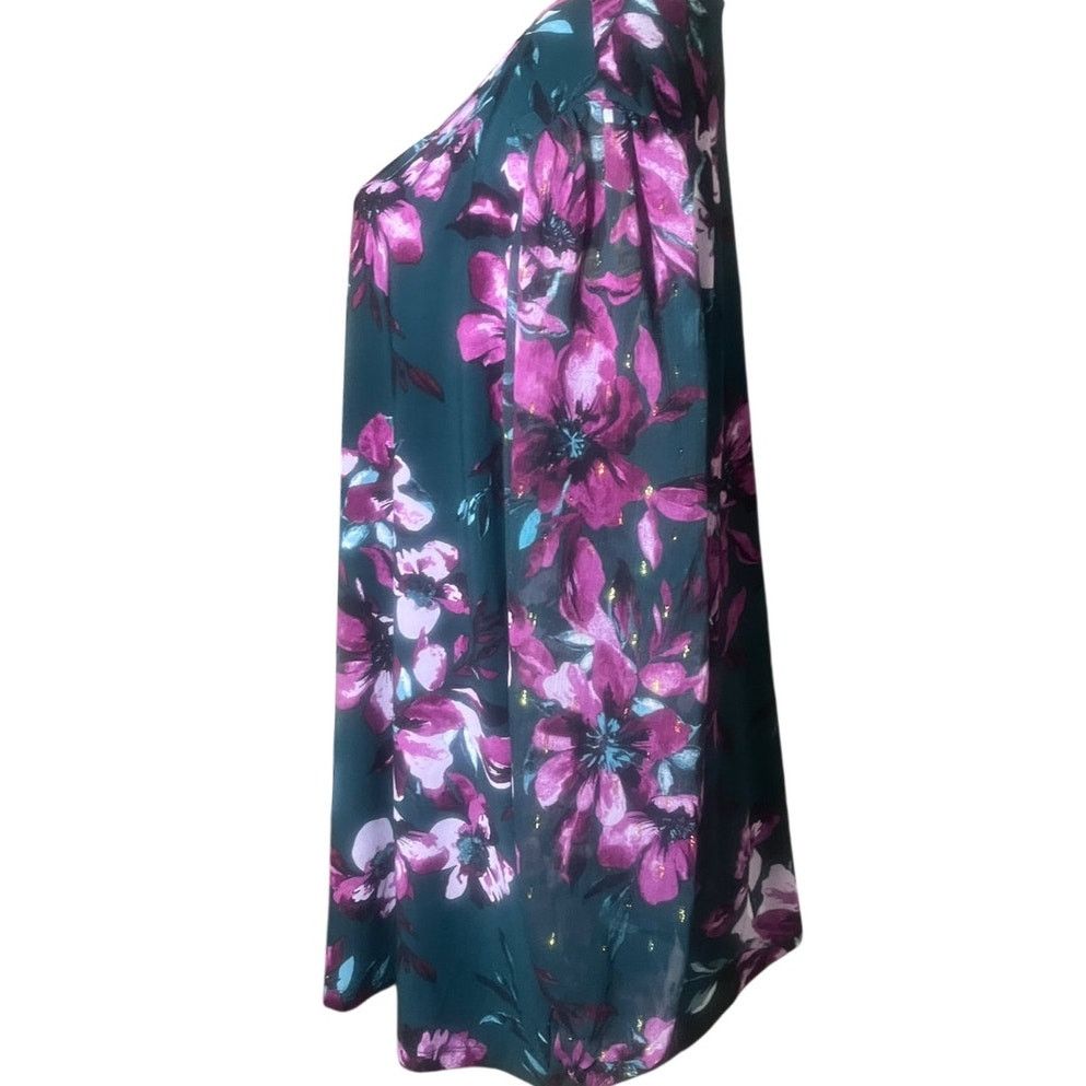 Kasper Kasper Floral Print Blouse Evergreen Multi NWT 2X Size XXL / US 16-18 / IT 52-54 - 3 Thumbnail