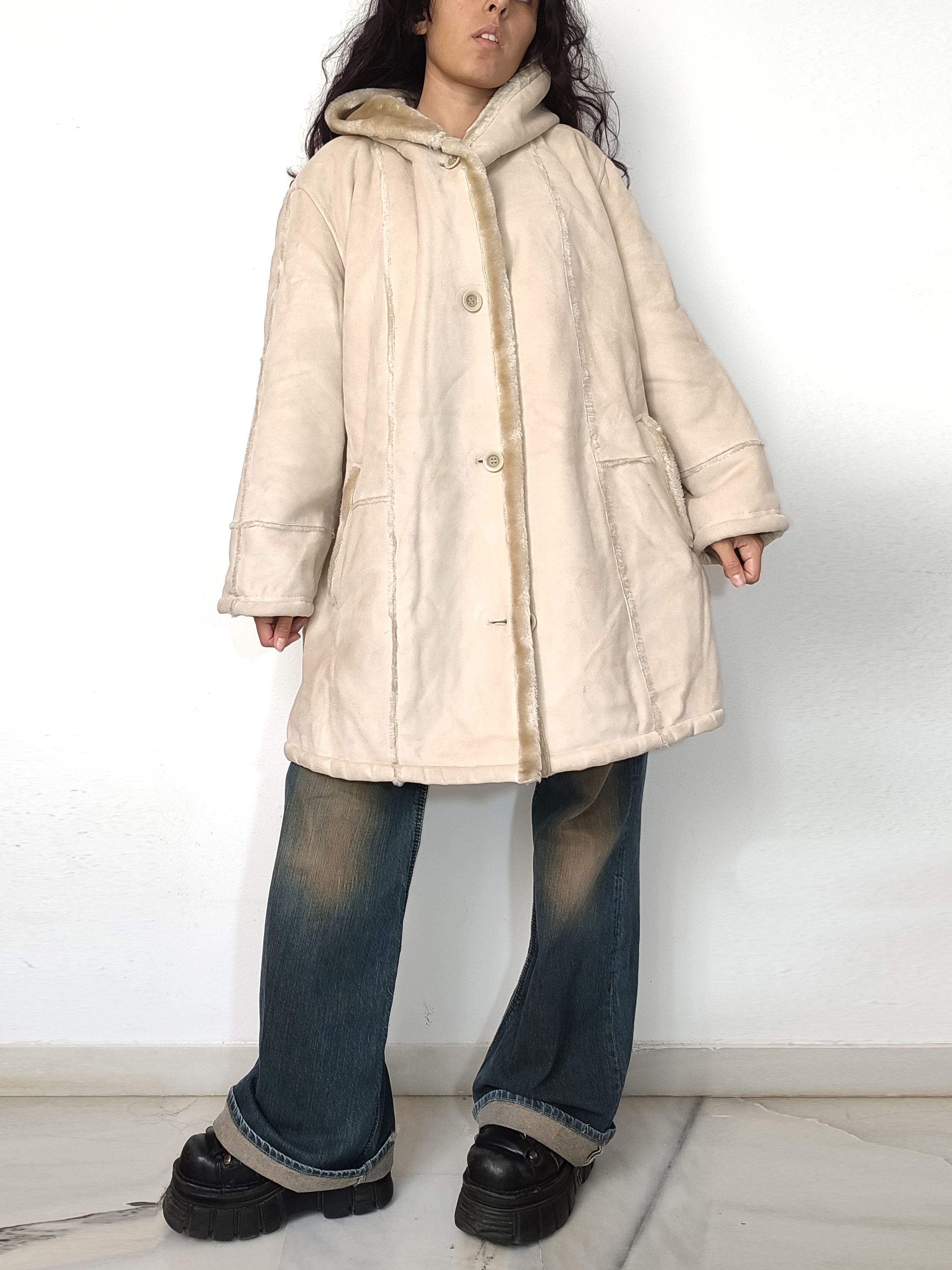 Vintage Y2k Vintage Faux Suede Penny Lane Coat with Hood Size XXL / US 16-18 / IT 52-54 - 4 Thumbnail