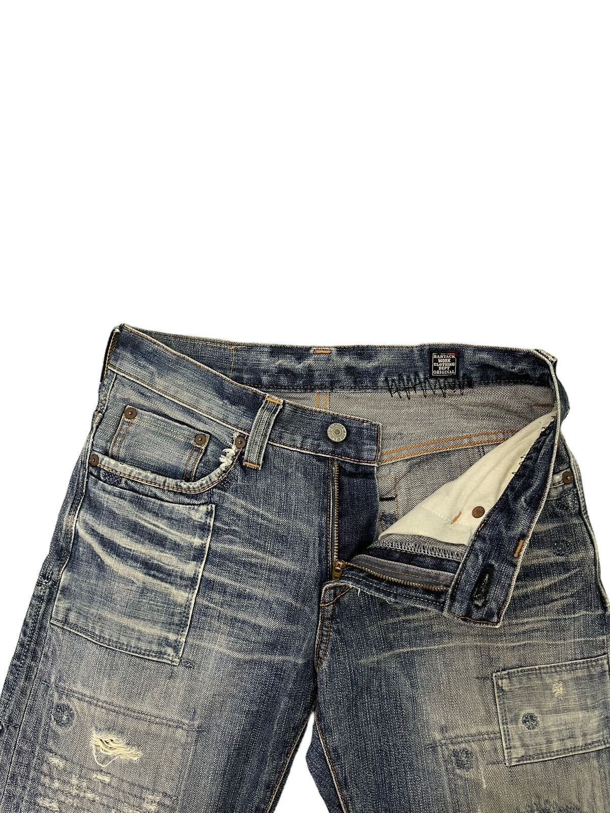 Japanese Brand Boro Jeans Bartacks Japan Patchwork Denim Cropped 7🟦9 Size US 29 - 11 Thumbnail