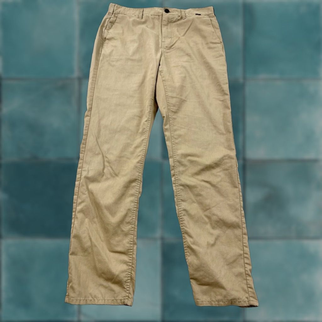 Hurley VINTAGE Hurley Pants Men 32 Khaki Beige Chino Regular Straight Drawstring Elastic Waist - Casual Mens Pants 32 Regular Beige Size US 32 / EU 48 - 1 Thumbnail