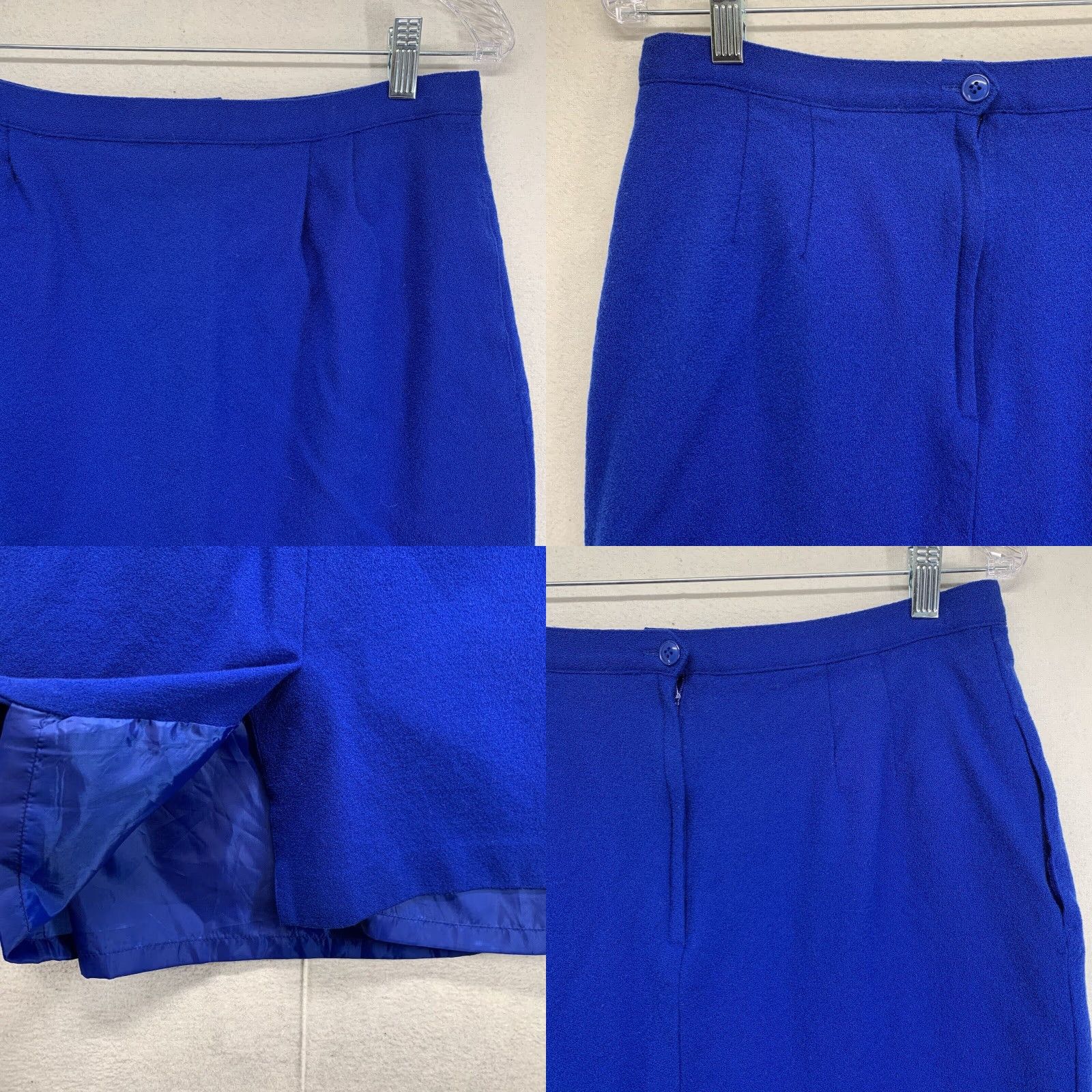 Vintage Vintage Wool Skirt Women 16P Knee Length Straight Pencil Blue Pockets Lined Size 38" / US 16 / IT 52 - 8 Thumbnail