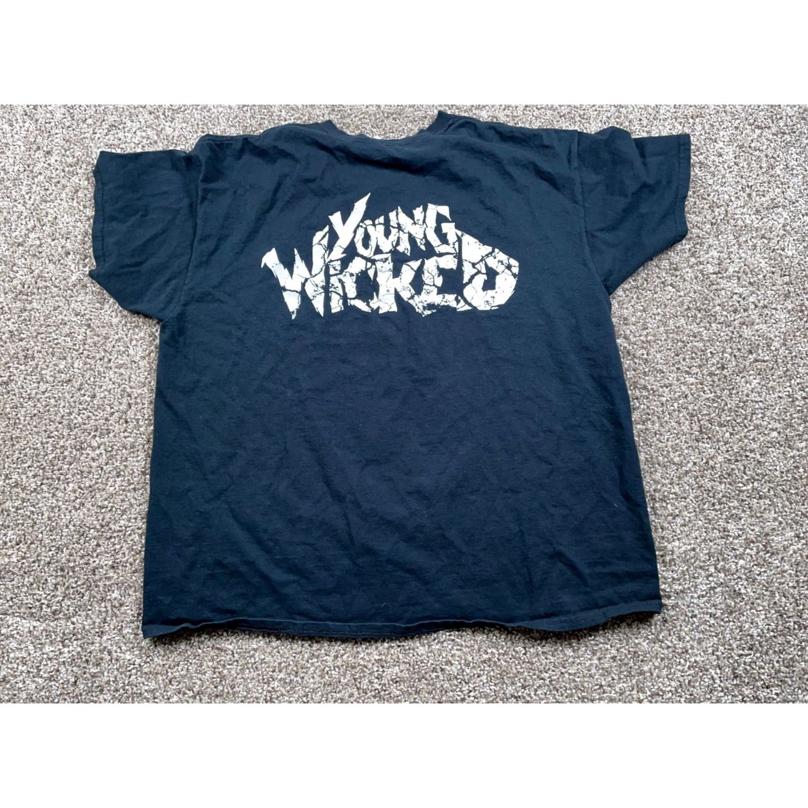 Gildan Young Wicked Face Print T-Shirt Adult XL Black Gildan Shirt Men Graphic Print Horror Hip Hop Music 90s Decade Halloween Party Mens Size US XL / EU 56 / 4 - 3 Thumbnail