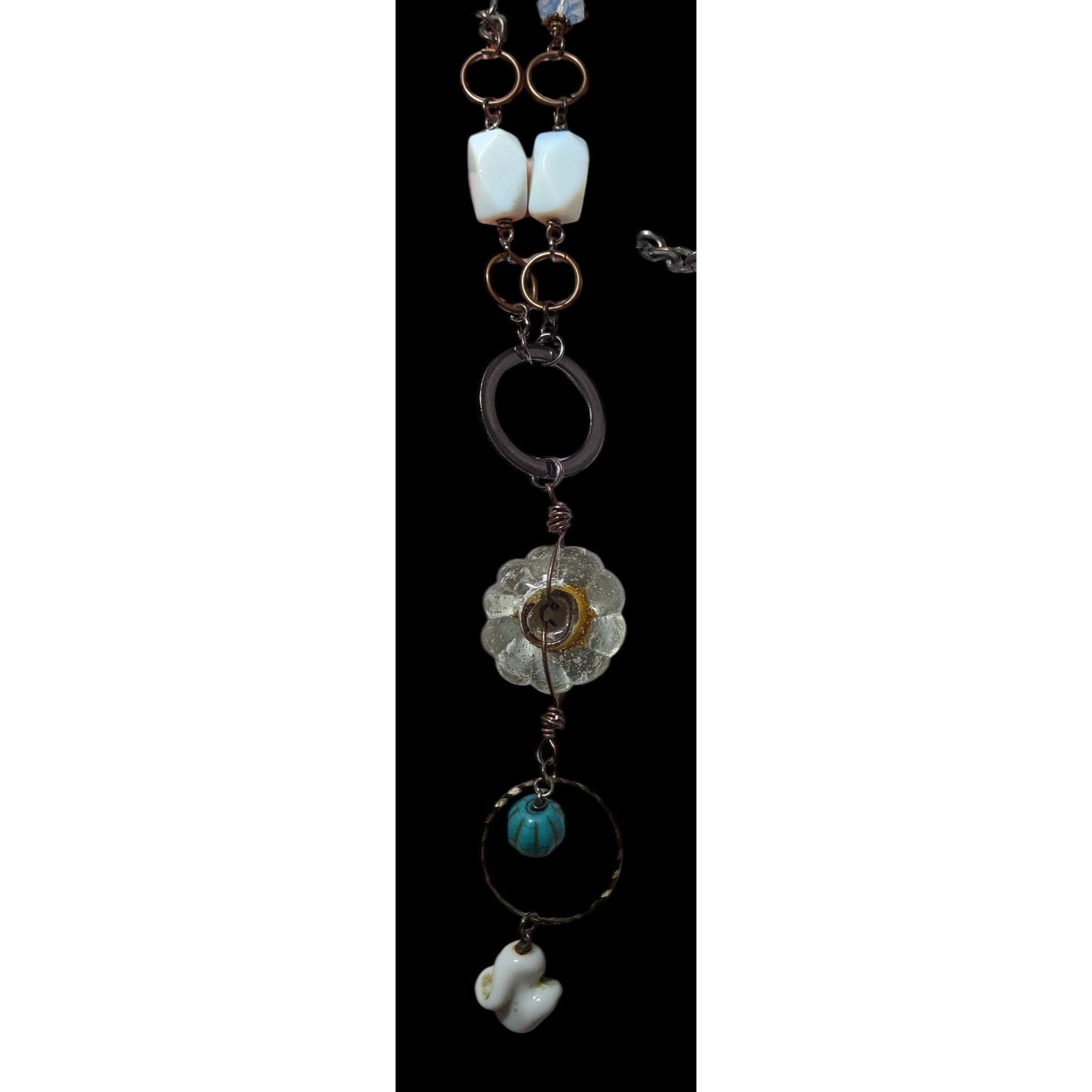 Other Handmade Upcycled Chunky Glass And Moonstone Beaded Chain Ne Size ONE SIZE - 4 Thumbnail