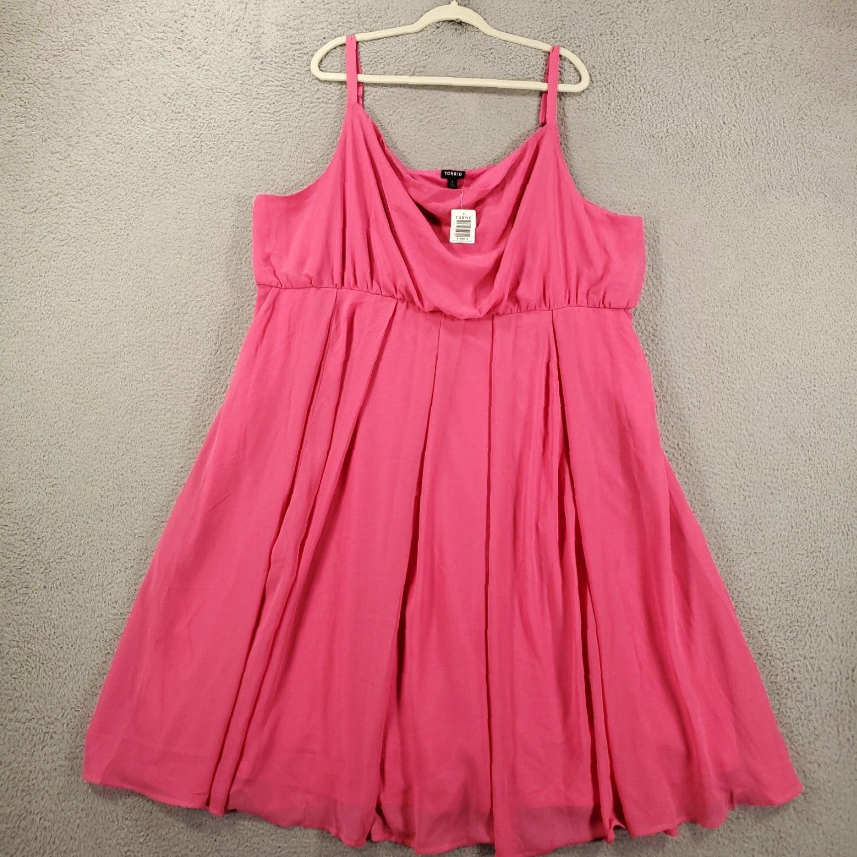 Torrid Torrid New Womens 4X Pink Midi Chiffon Cowl Neck Pleated Tank Sheer NWT Dress Size XXL / US 16-18 / IT 52-54 - 2 Thumbnail