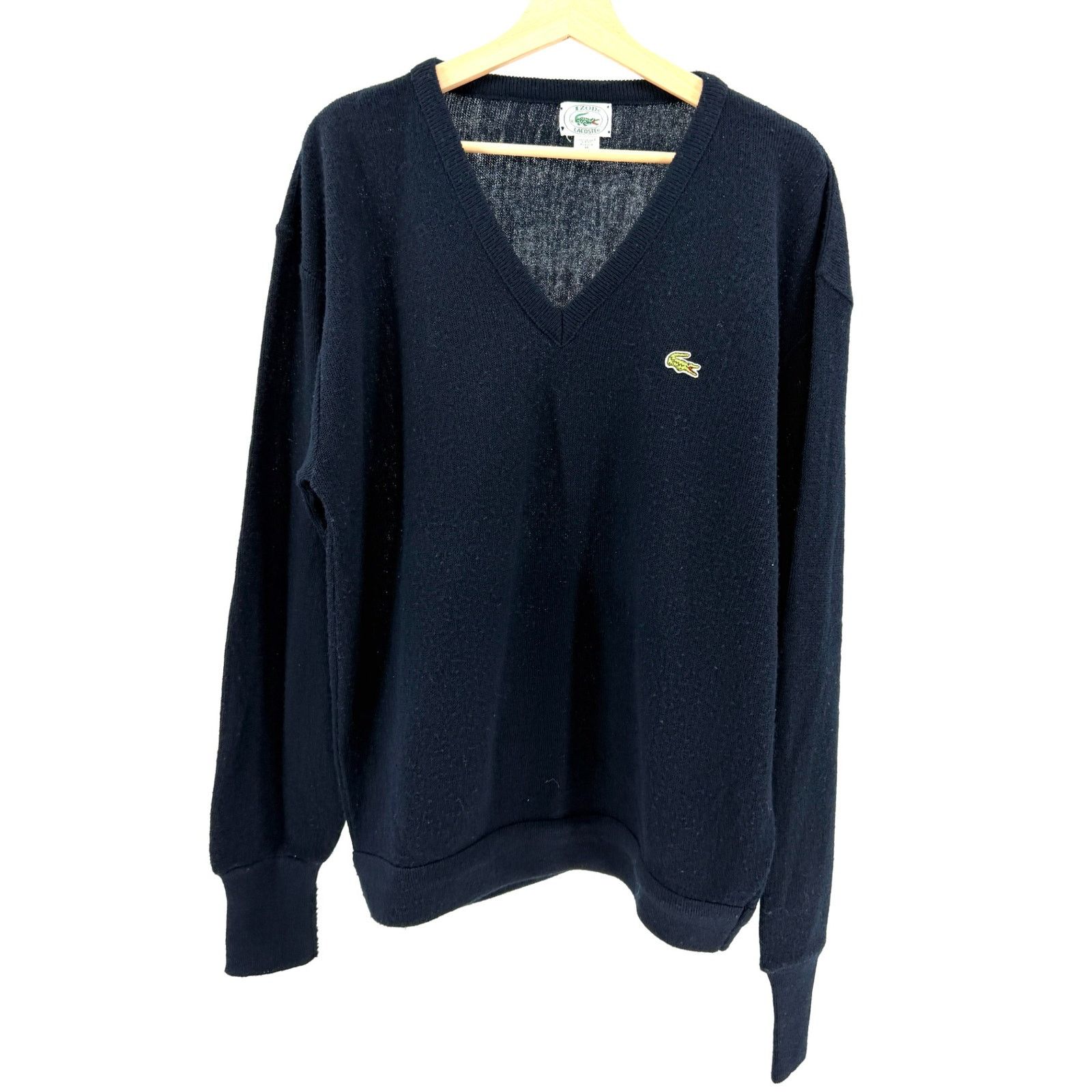 Lacoste Vintage 80s Navy Blue V-Neck Orlon Acrylic Sweater Size US XL / EU 56 / 4 - 1 Thumbnail