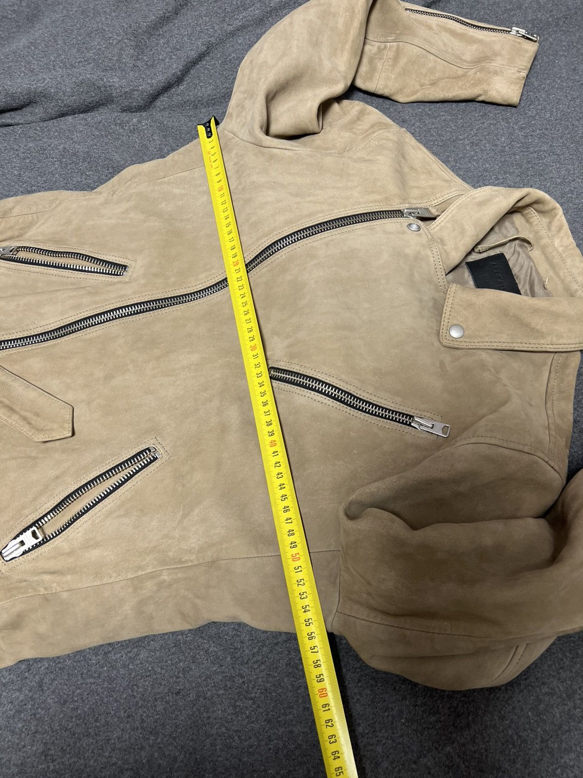Allsaints AllSaints Holton Biker Suede Leather Jacket Beige Men M Size US M / EU 48-50 / 2 - 16 Thumbnail