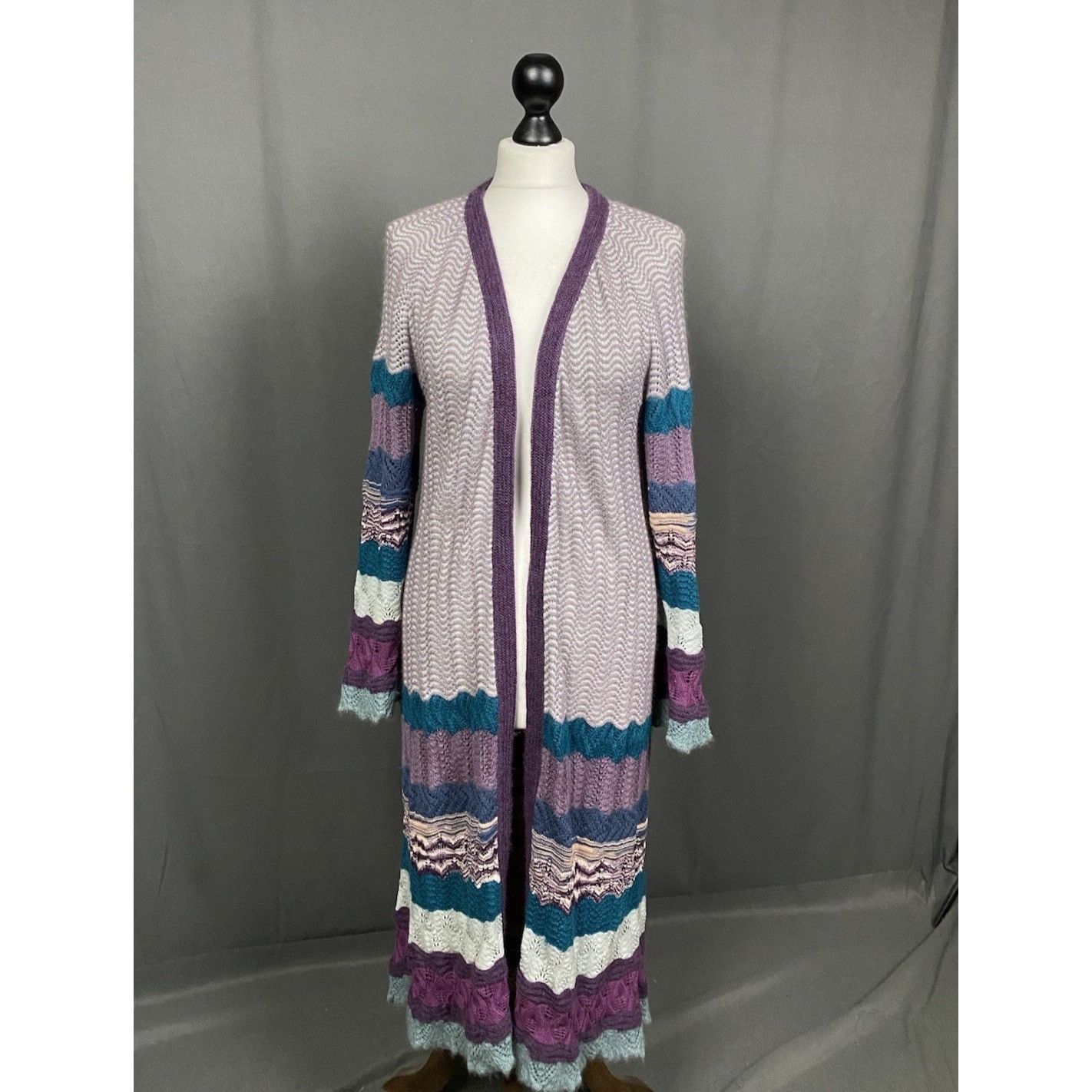Missoni Missoni Women's Wool Multicolored Long Open Front Knit Cardi Size M / US 6-8 / IT 42-44 - 1 Thumbnail