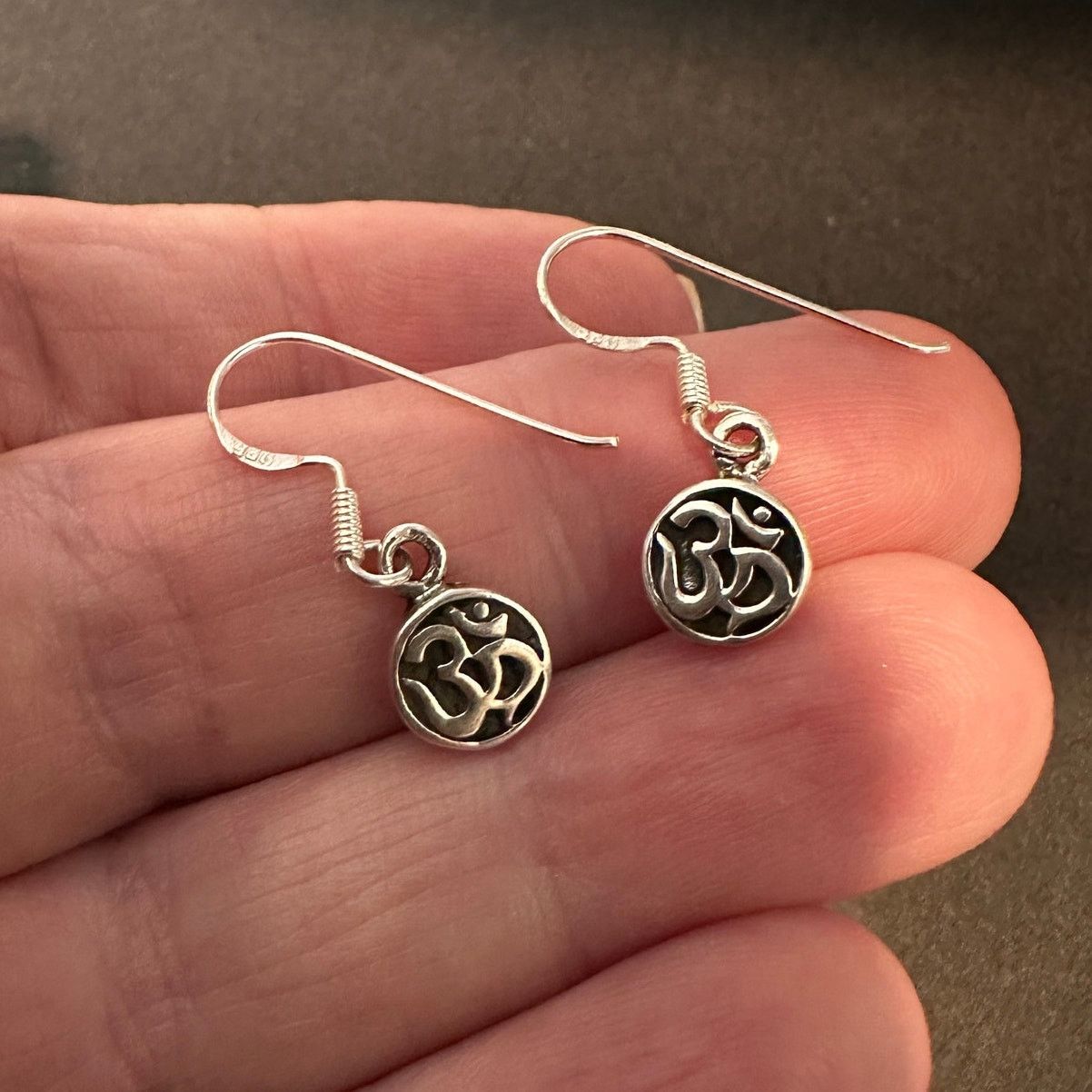 The Unbranded Brand Sterling Silver Om Drop Earrings, Om Dangle Earrings Size ONE SIZE - 6 Thumbnail