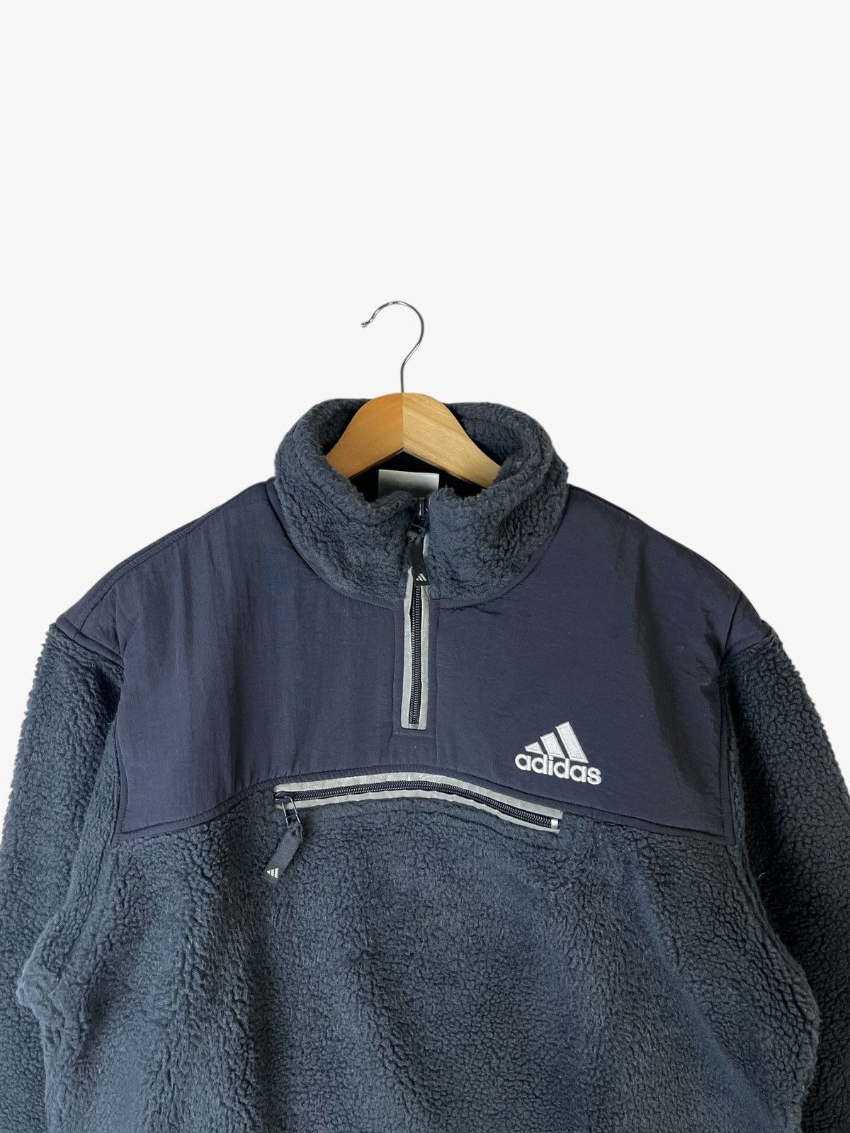 Adidas Vintage Adidas Fleece Anorak Pullover Jacket Size US L / EU 52-54 / 3 - 3 Thumbnail