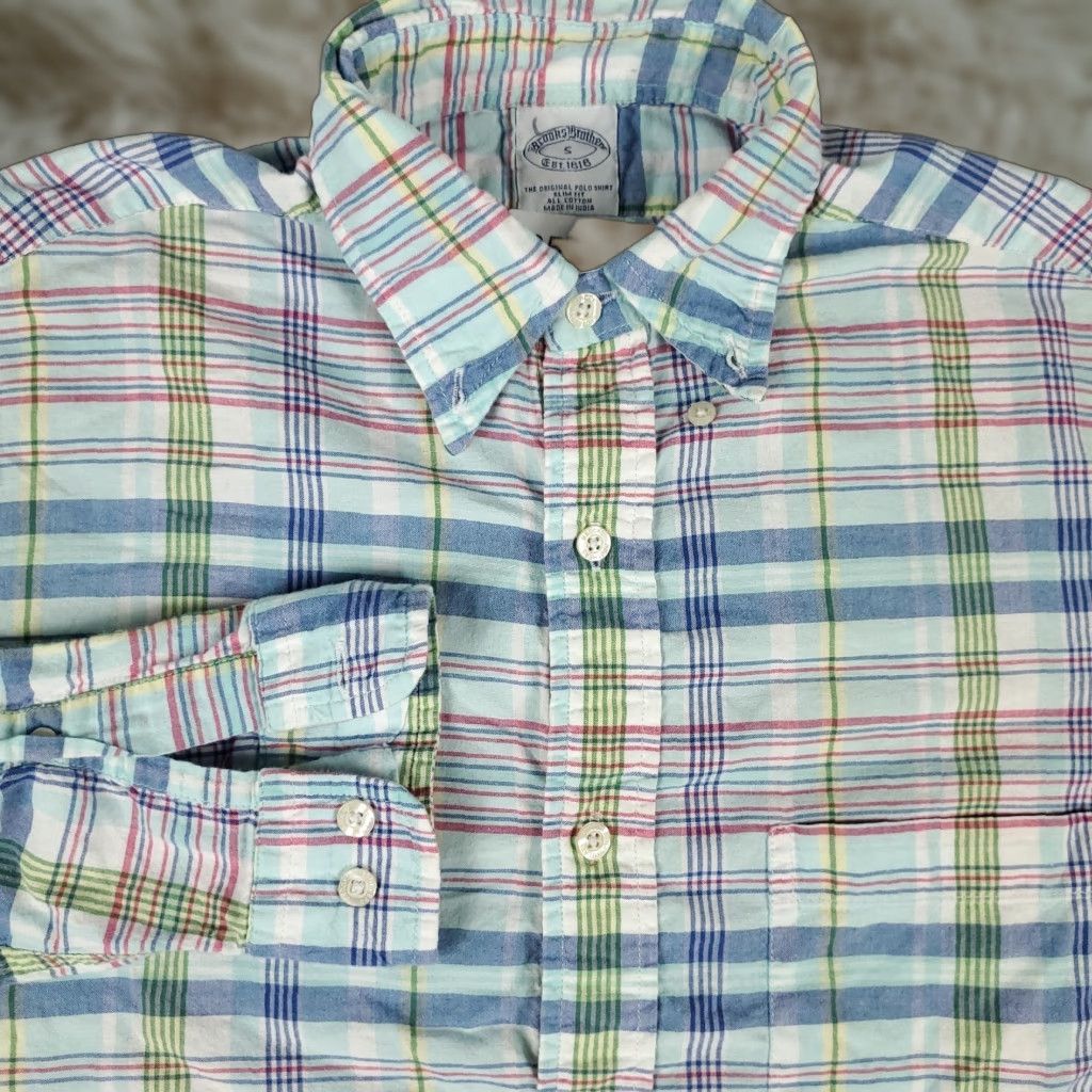 Brooks Brothers Brooks Brothers Slim Fit Button-Up Shirt Mens Small Blue Plaid Long Sleeve Size US S / EU 44-46 / 1 - 1 Thumbnail