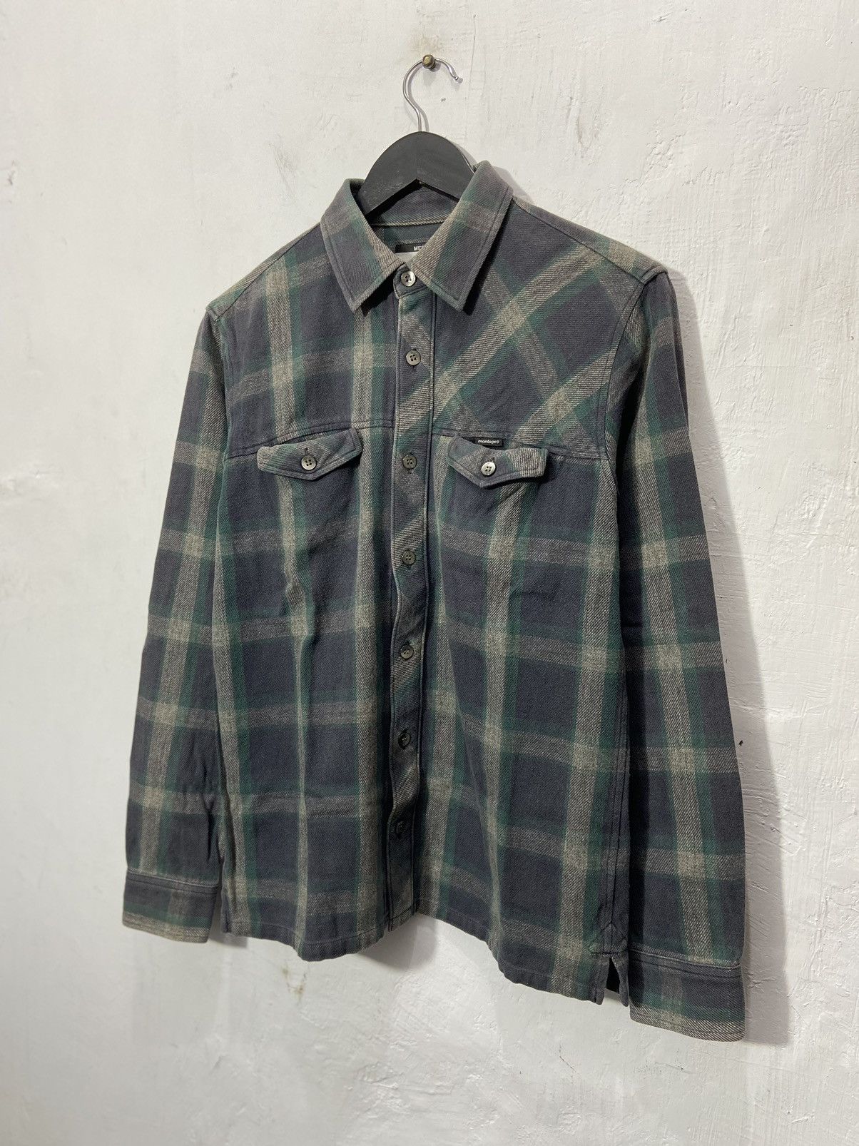 Japanese Brand Montage Plaid Flannel Shirt Washed Navy Size US M / EU 48-50 / 2 - 1 Thumbnail