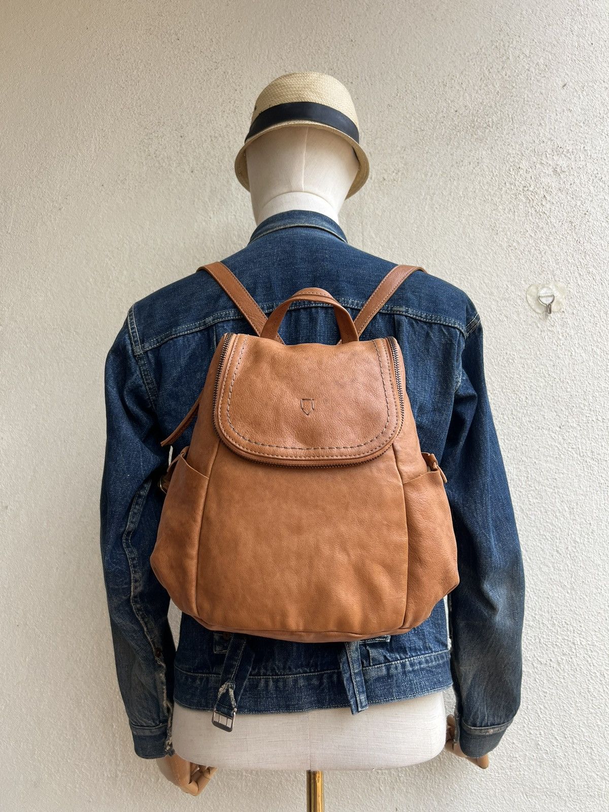 Leather Vintage Marmelo Tokyo Patina Leather Mini Backpack Bag Size ONE SIZE - 4 Thumbnail