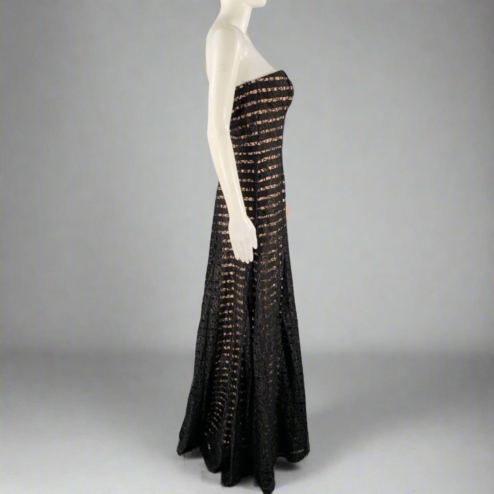Vera Wang VERA WANG 8 Black Pink Nylon Blend Double Layer Long Dress Size M / US 6-8 / IT 42-44 - 2 Thumbnail