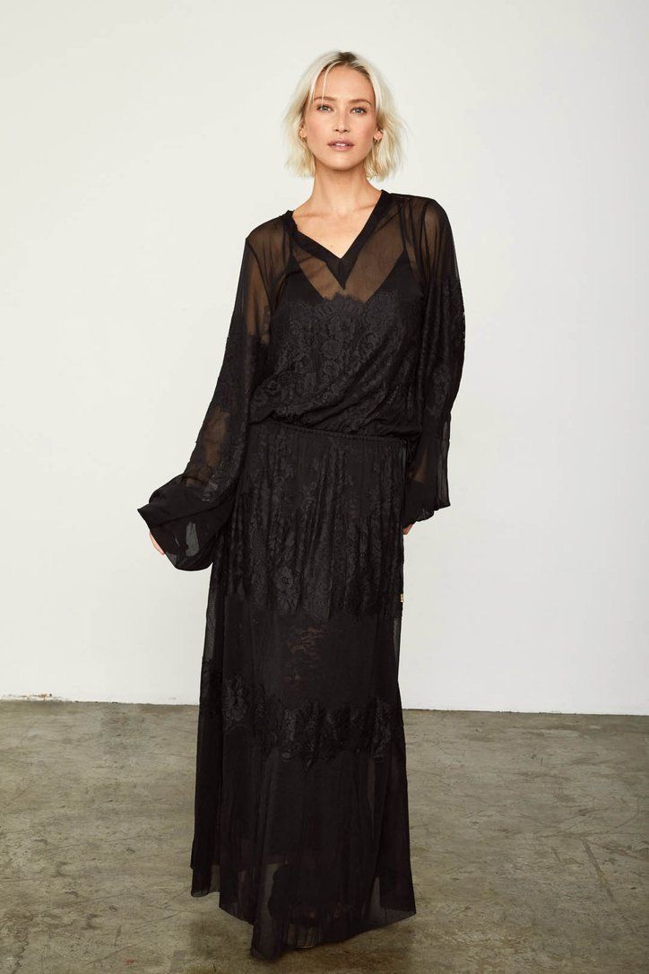 image of We Are Hah Royal Hahness Lace Maxi Dress Black Women's Xs/s (Size Small)