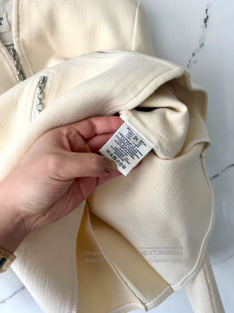 Hermes Hermes White Pig Nose Cashmere V-Neck Silver Button Jacket Size XXS / US 00 / IT 34 - 5 Thumbnail