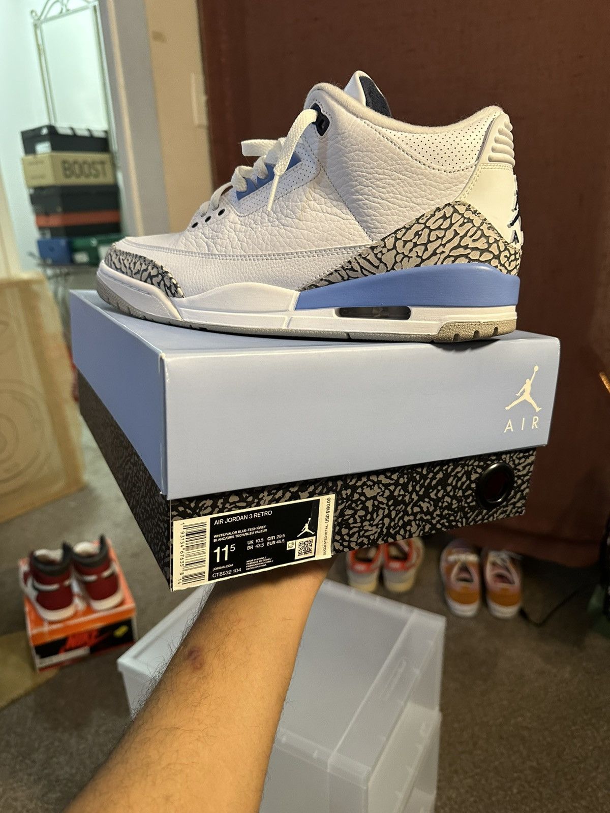 Jordan Brand Retro 3 UNC Size US 11.5 / EU 44-45 - 11 Thumbnail
