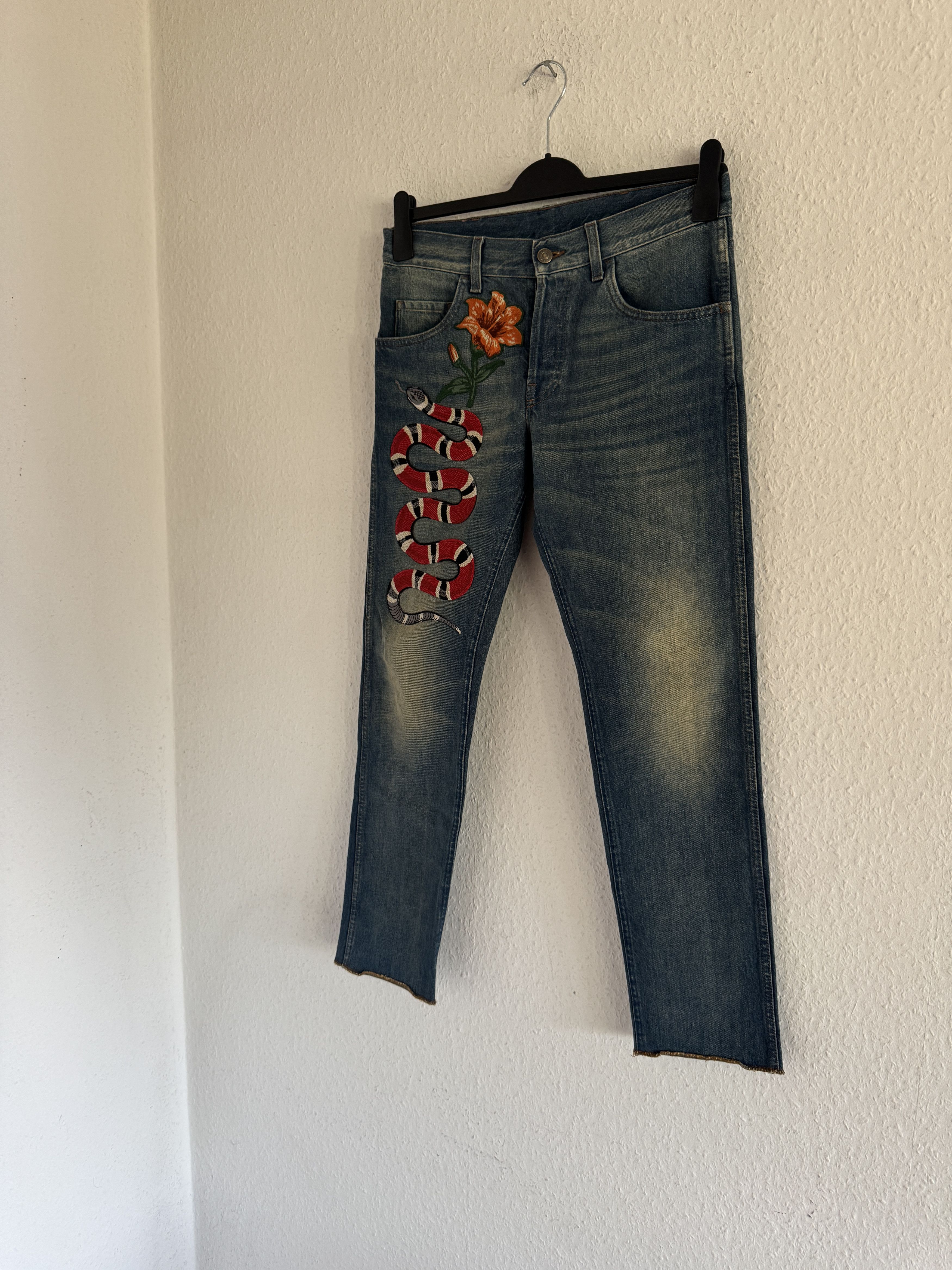 Gucci Snake Embroidered Denim Jeans Size US 31 - 2 Thumbnail