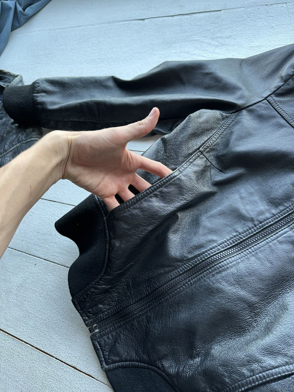 Other 🚨Y2K RICK OWENS TYPE DIRTY SLIM FIT ZIP LEATHER JACKET Size L / US 10 / IT 46 - 4 Thumbnail