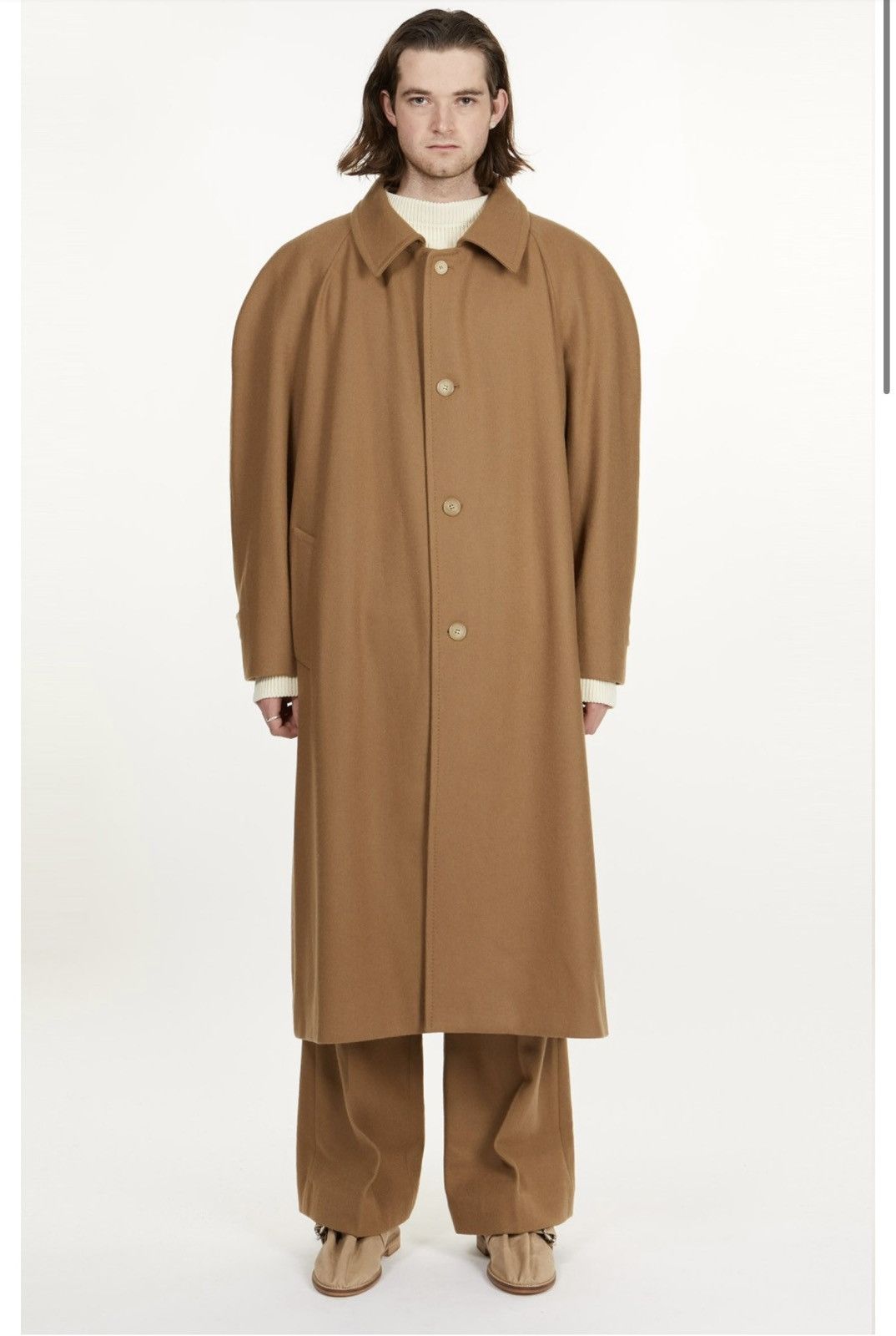 Hed Mayner Hed Mayner Reglan Camel Tan Wool Coat Size US S / EU 44-46 / 1 - 4 Thumbnail