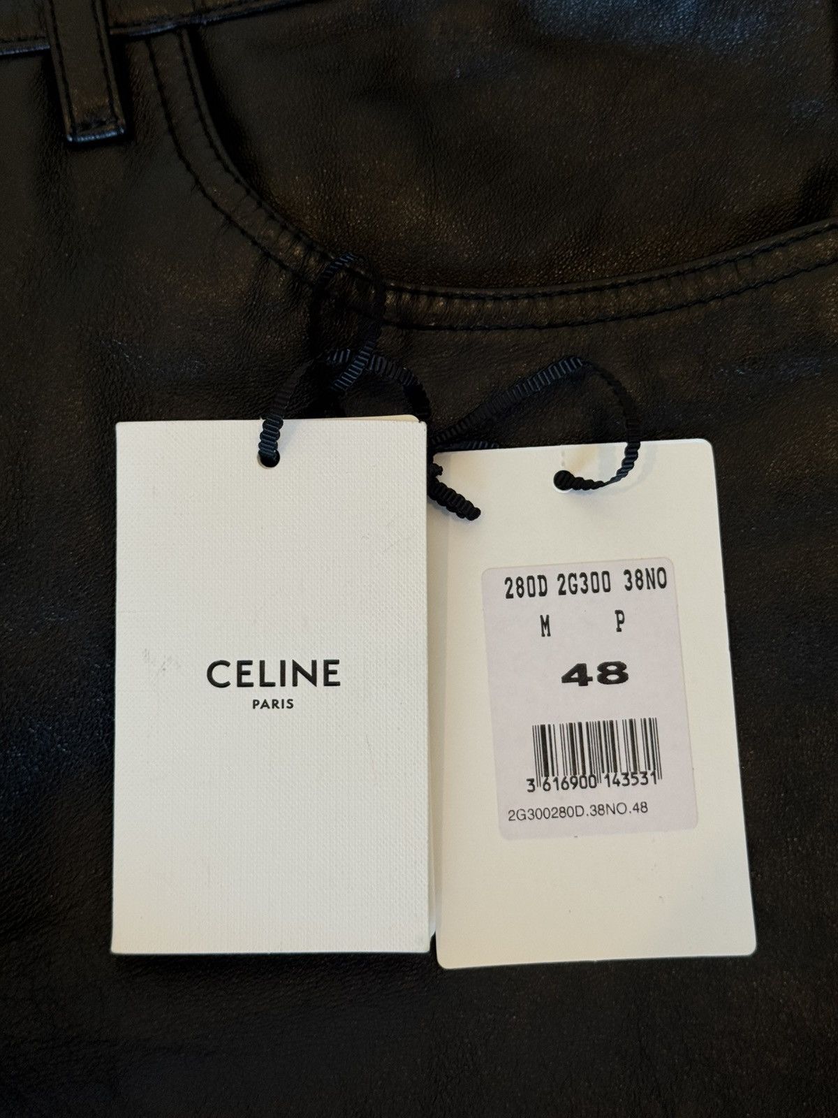 Celine Celine Black Lamb Leather Lou Straight Leg Pants Size US 29 - 13 Thumbnail