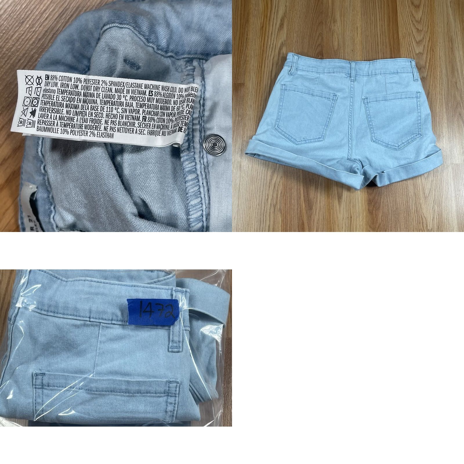 Forever 21 FOREVER 21 Shorts Womens Size 24 Blue Denim Jeans Flat Front Pockets Stretch Size 42" / US 20 - 9 Thumbnail