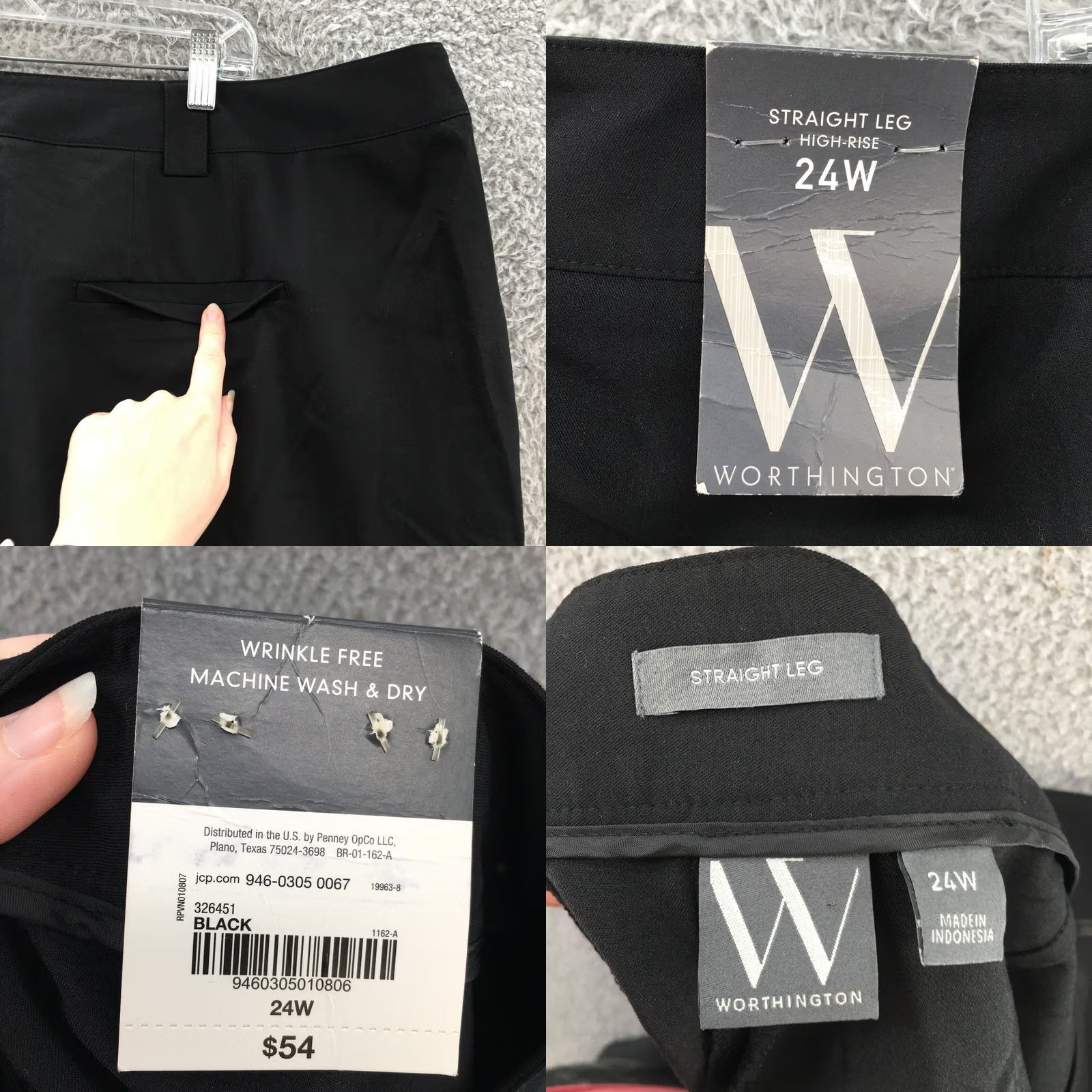 Worthington Worthington Straight Leg Chino Pants Womens 24W Black Hi-Rise NEW Size 42" / US 20 - 10 Thumbnail