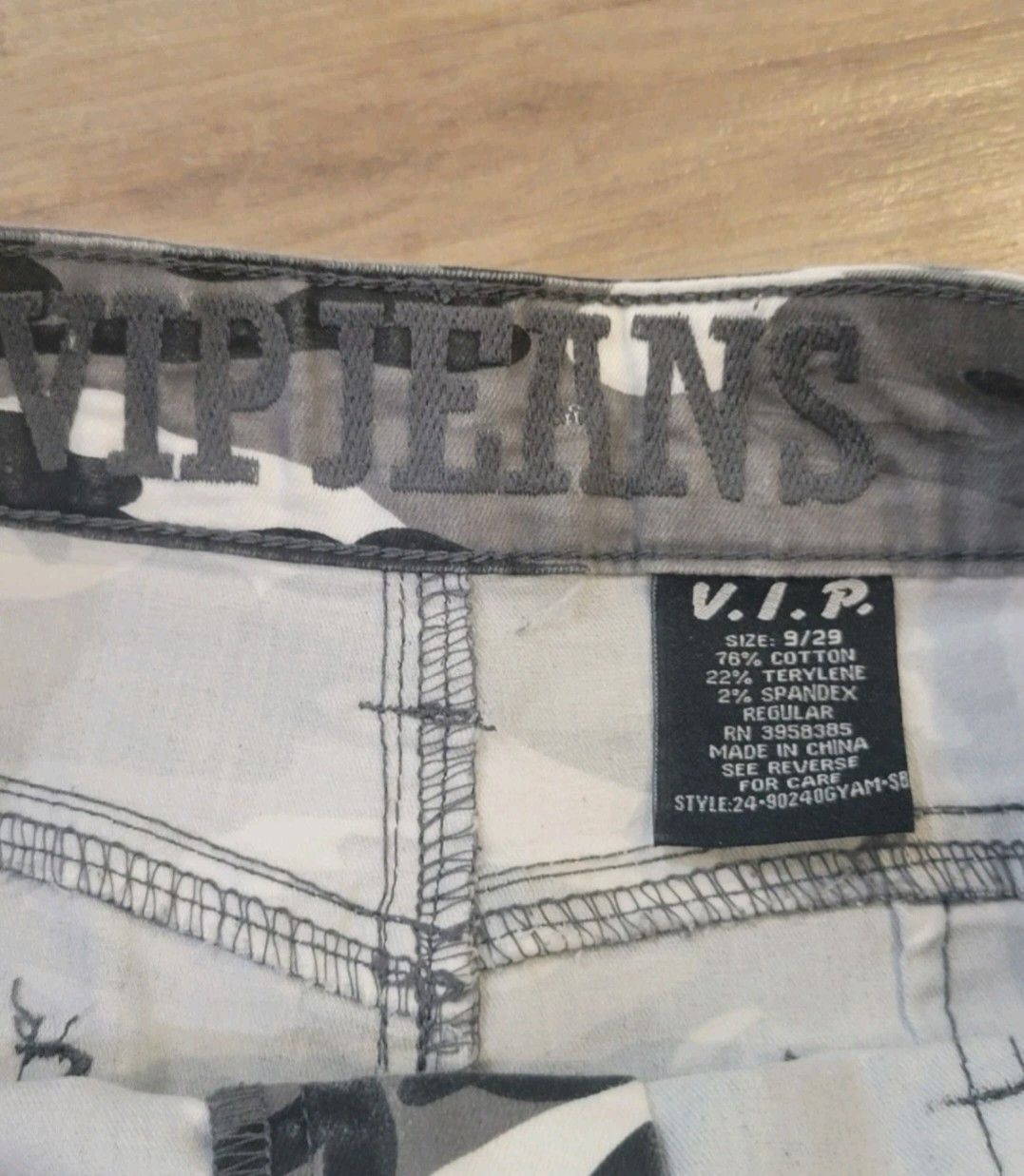 Vintage VIP Jeans Camo Pants Cargo Crop Stretchy 9/29 Size 29" - 7 Thumbnail