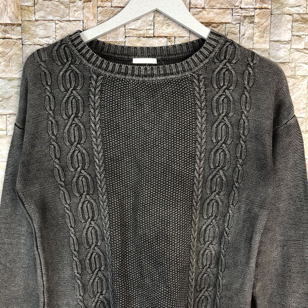 GU × Homespun Knitwear × Japanese Brand GU Grey faded cable Knitwear #A1110 Size US S / EU 44-46 / 1 - 5 Thumbnail