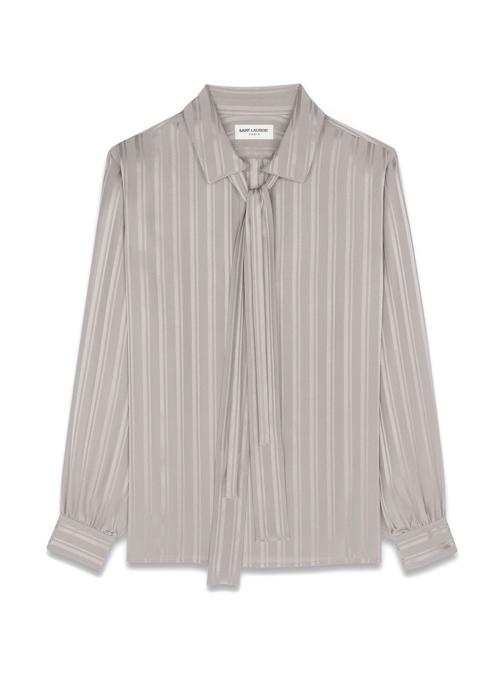 Saint Laurent Paris o1bcso1str1024 Lavalliere Neck Blouse in Grey Size US S / EU 44-46 / 1 - 3 Thumbnail