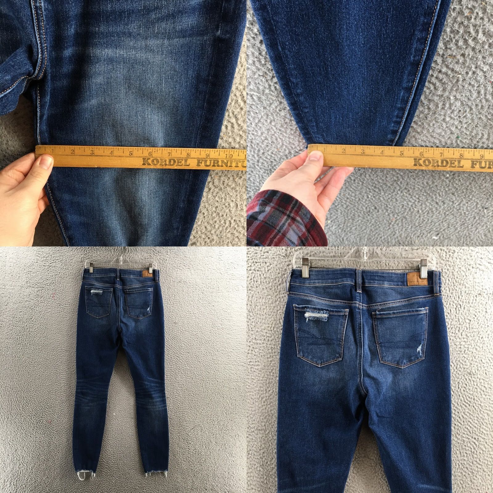 American Eagle Outfitters American Eagle Outfitters Jeans Womens 8 Long Blue Skinny Distressed Raw Hem Stretch Denim Jeans Womens Size 30" / US 8 / IT 44 - 9 Thumbnail