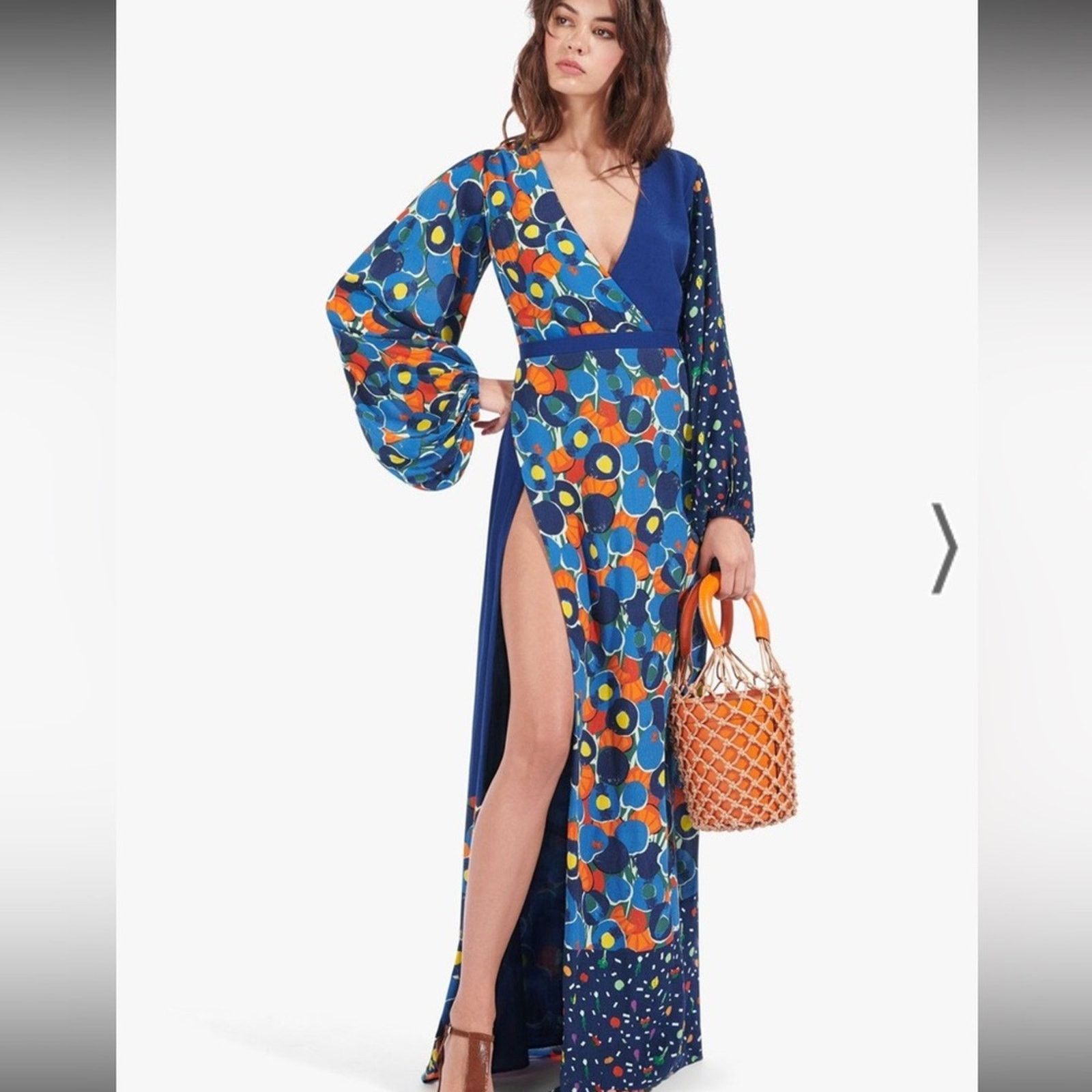 Staud Staud Vague Patchwork Maxi Dress - Size 2 - Blue Size XS / US 0-2 / IT 36-38 - 1 Thumbnail